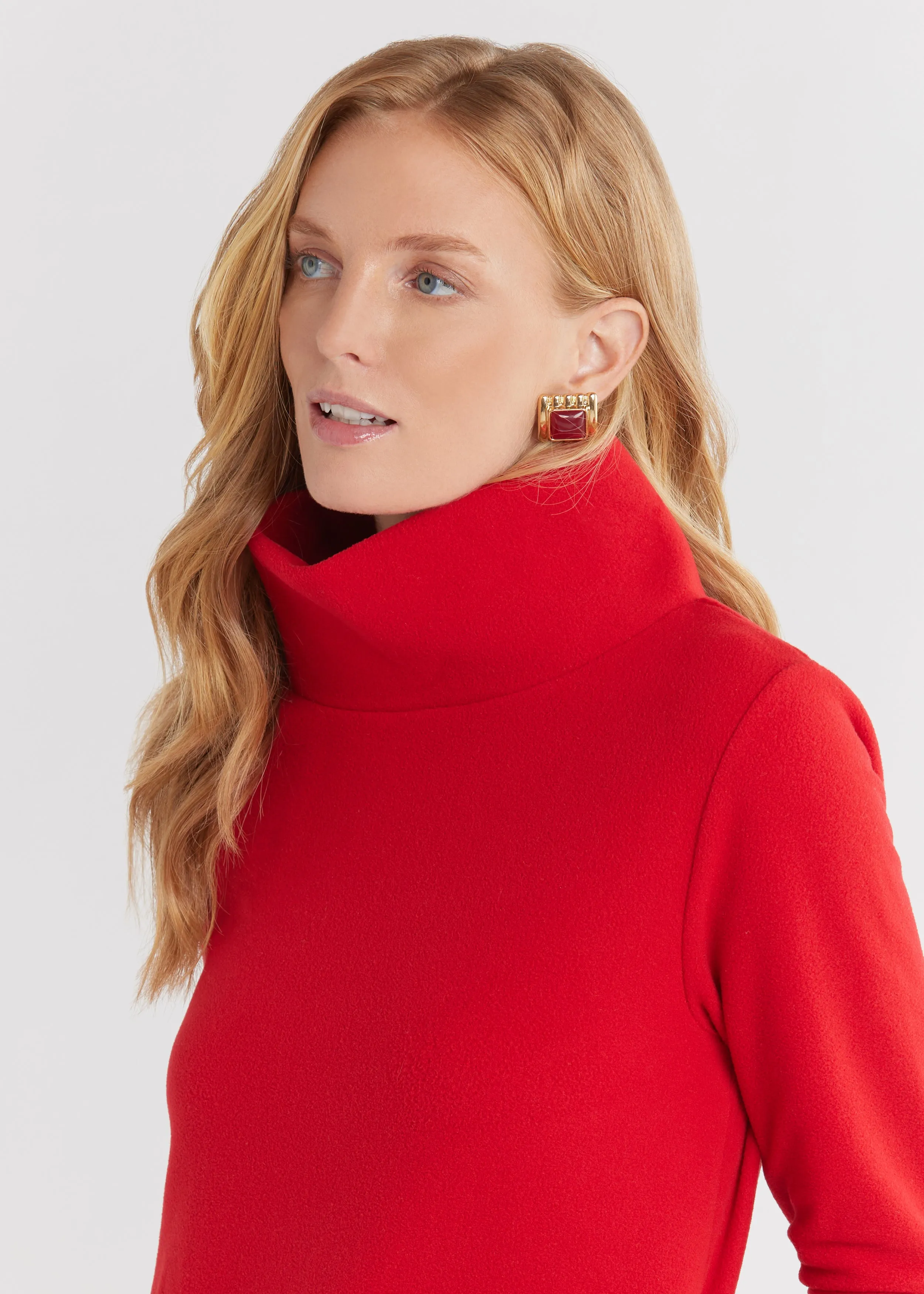 Cobble Hill Turtleneck in Vello Fleece (Scarlet) sold by Dudley Stephens product image thumbnail 2