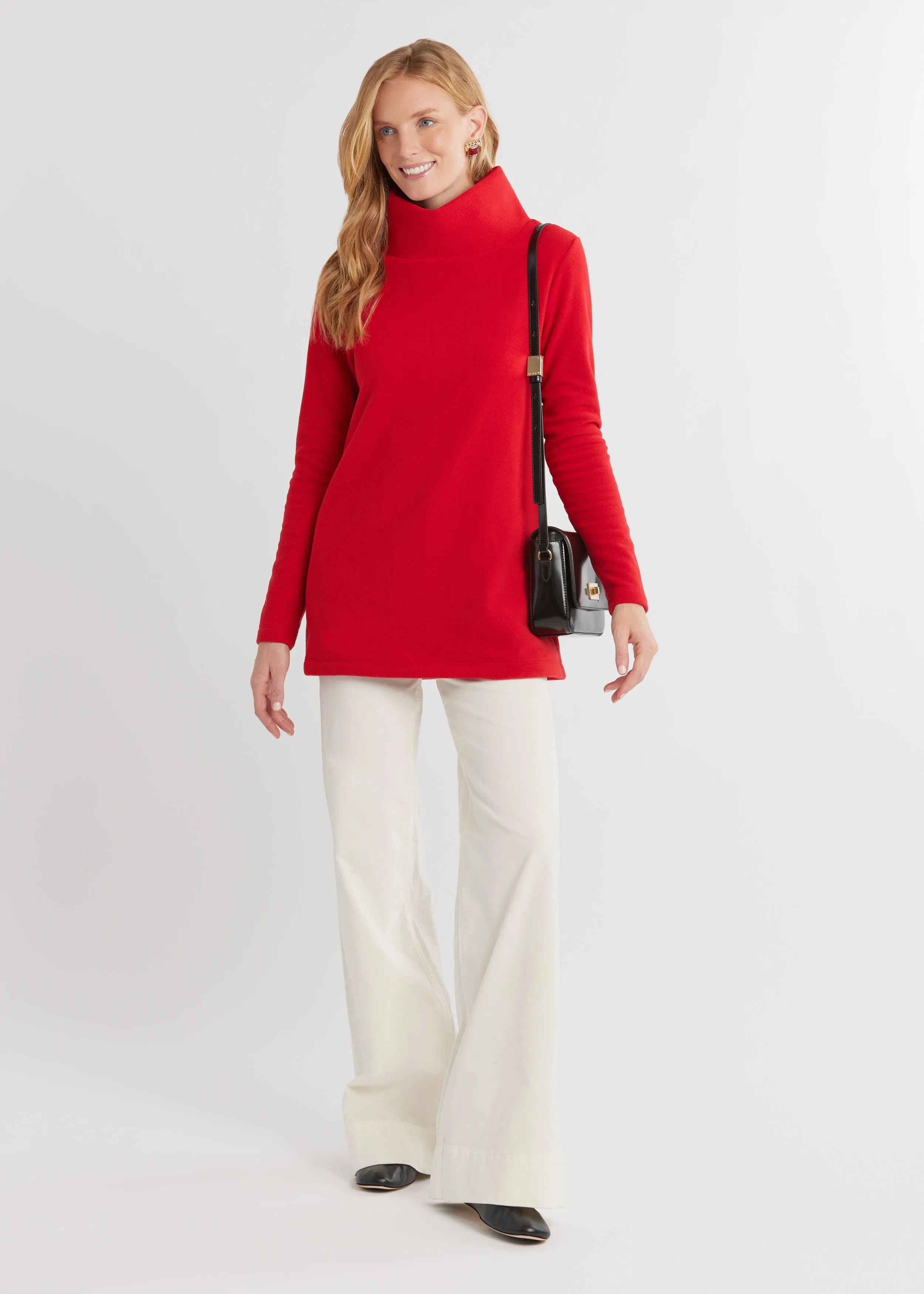 Cobble Hill Turtleneck in Vello Fleece (Scarlet) sold by Dudley Stephens