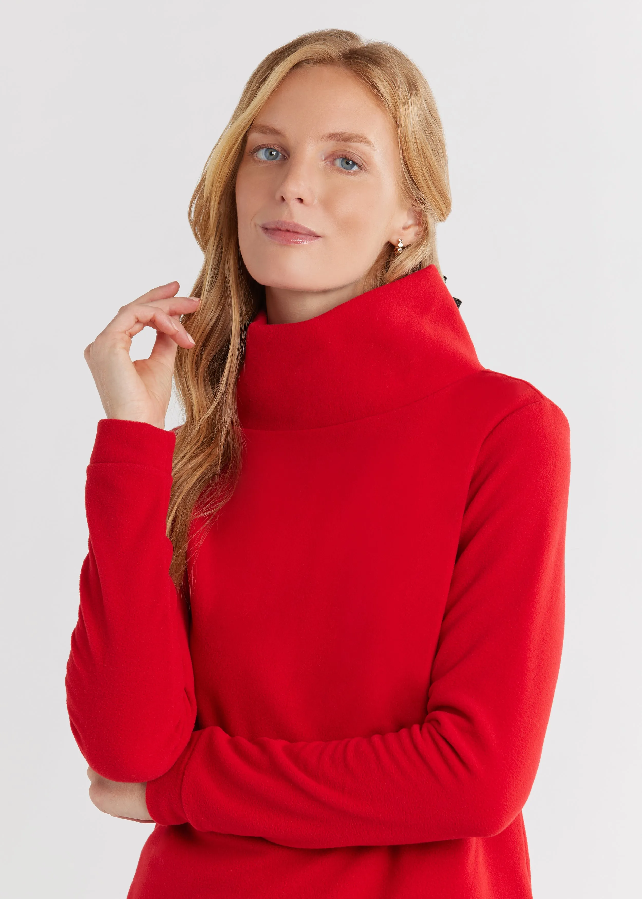 Park Slope Turtleneck in Vello Fleece (Scarlet) sold by Dudley Stephens product image thumbnail 2