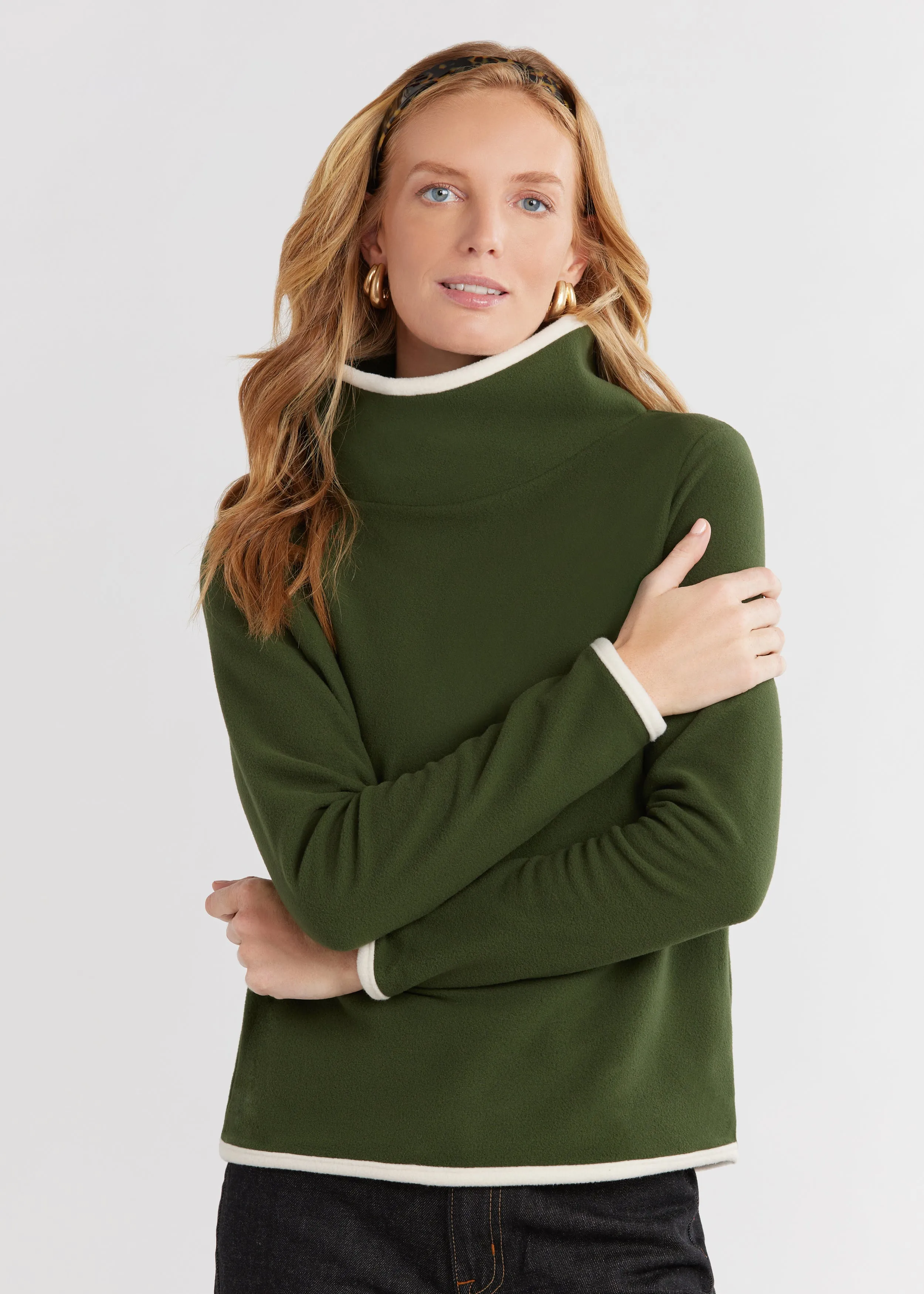 Park Slope with Tipping in Vello Fleece (Spruce/Cream) sold by Dudley Stephens