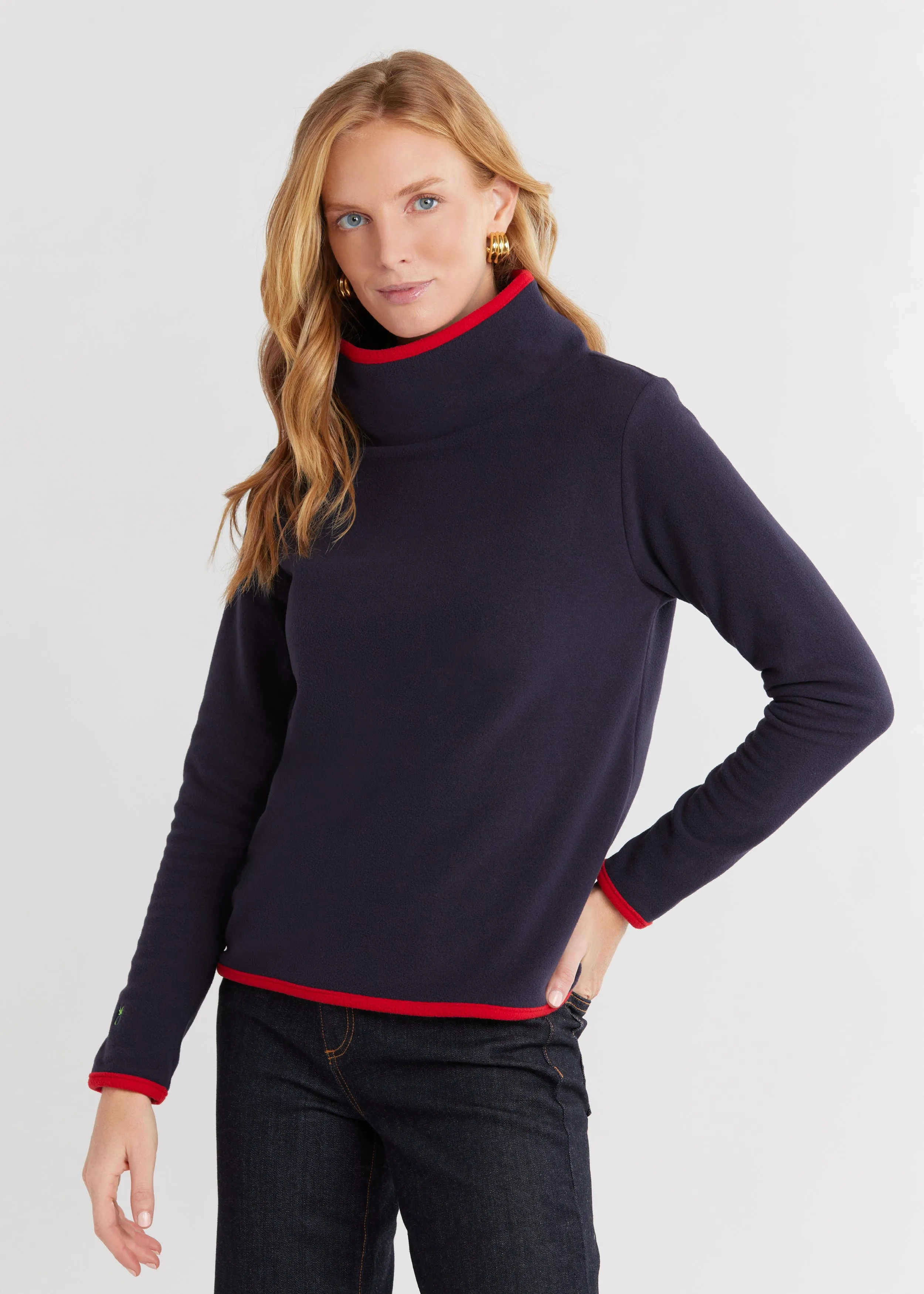 Park Slope with Tipping in Vello Fleece (Navy/Scarlet) sold by Dudley Stephens