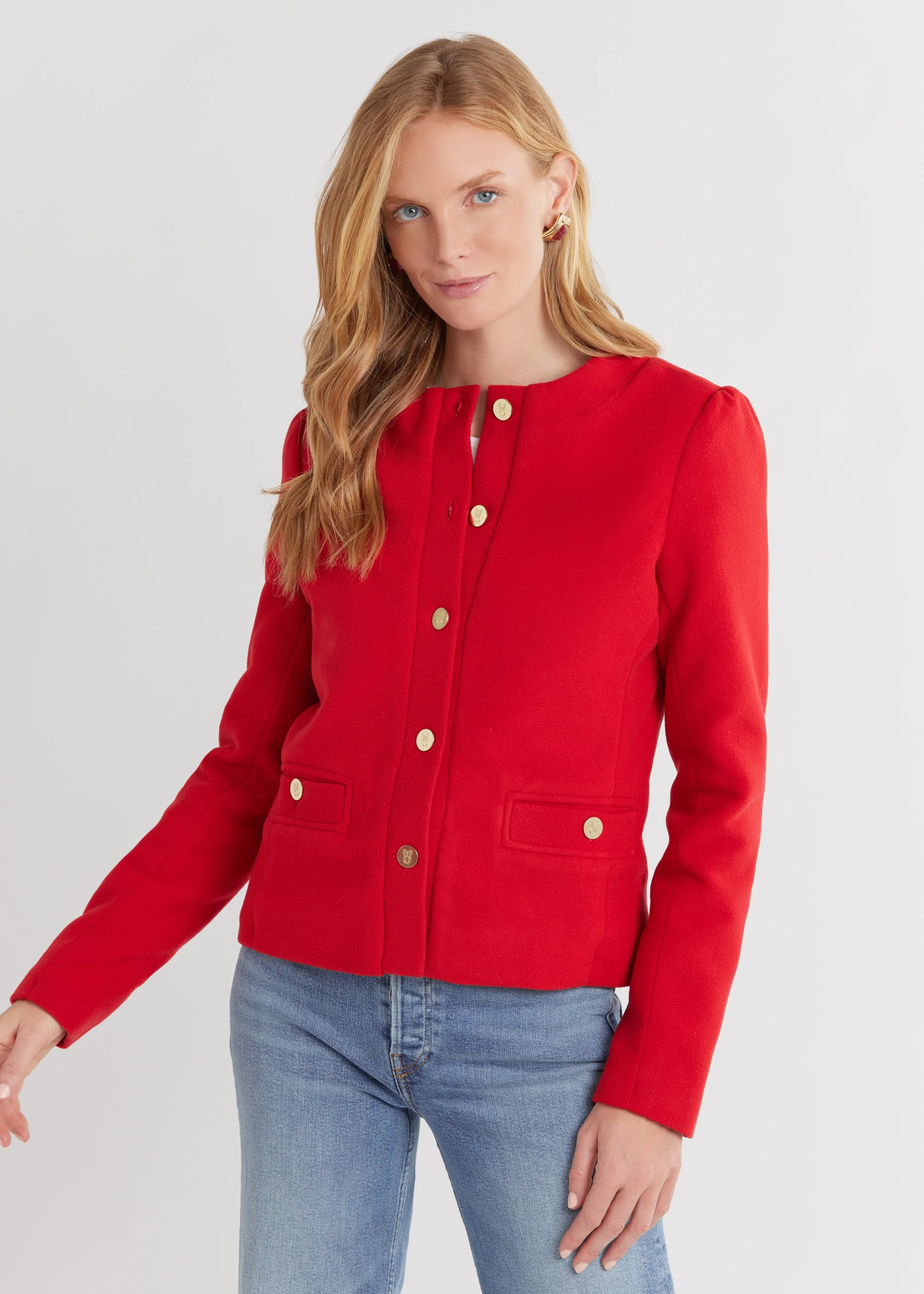 Diana Jacket in Vello Fleece (Scarlet) sold by Dudley Stephens