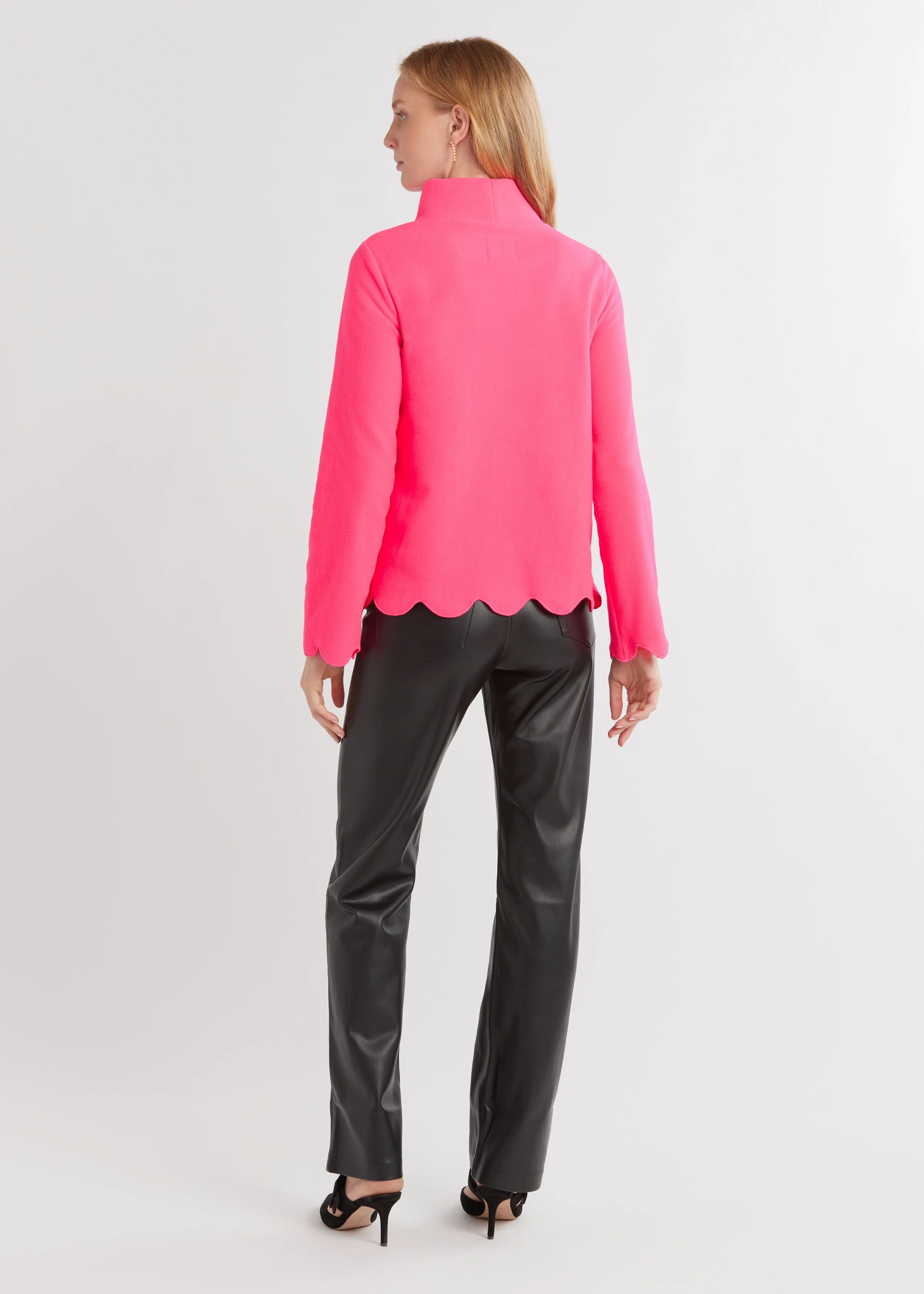 Sutton Scallop Turtleneck in Vello Fleece (Neon Pink) sold by Dudley Stephens product image thumbnail 4