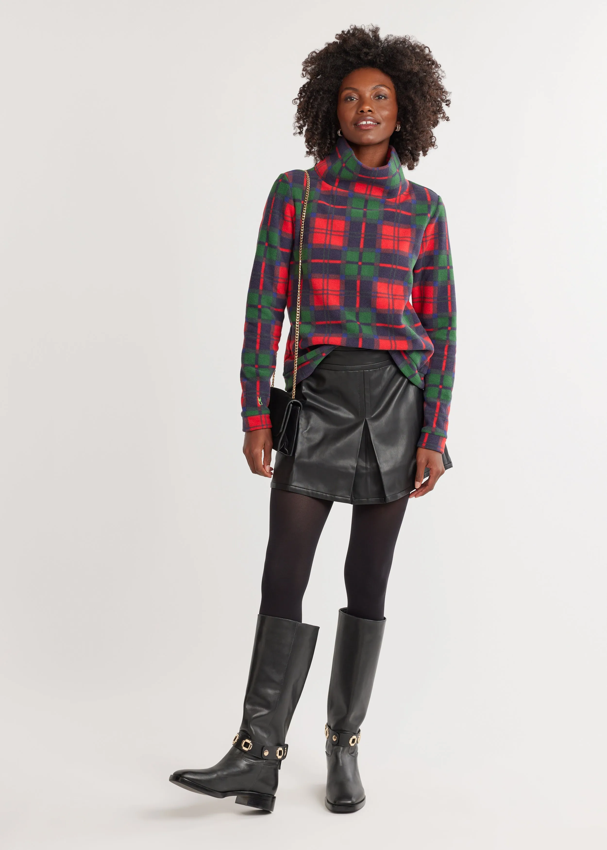 Park Slope Turtleneck in Vello Fleece (Festive Tartan) sold by Dudley Stephens product image thumbnail 2