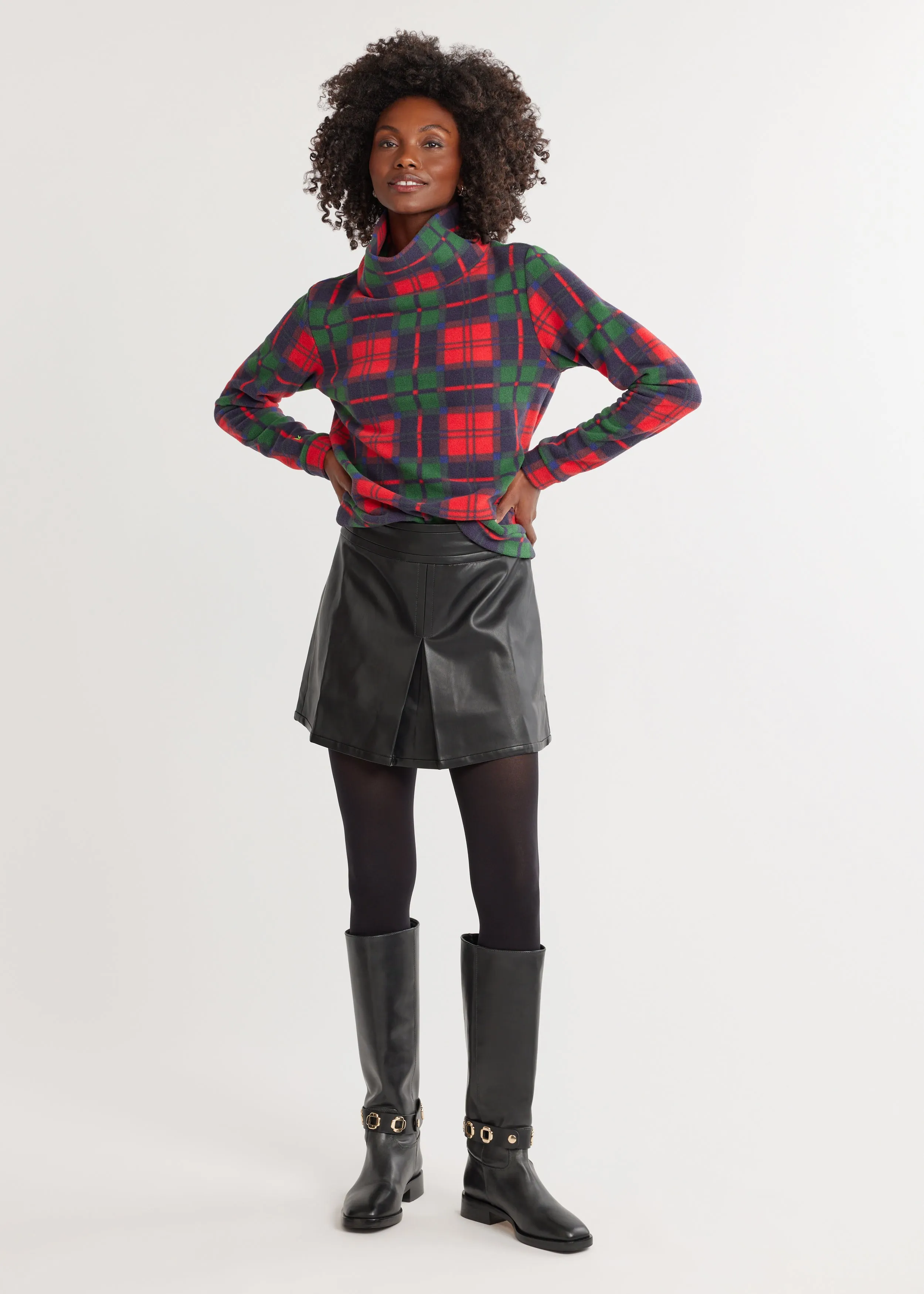 Park Slope Turtleneck in Vello Fleece (Festive Tartan) sold by Dudley Stephens product image thumbnail 3