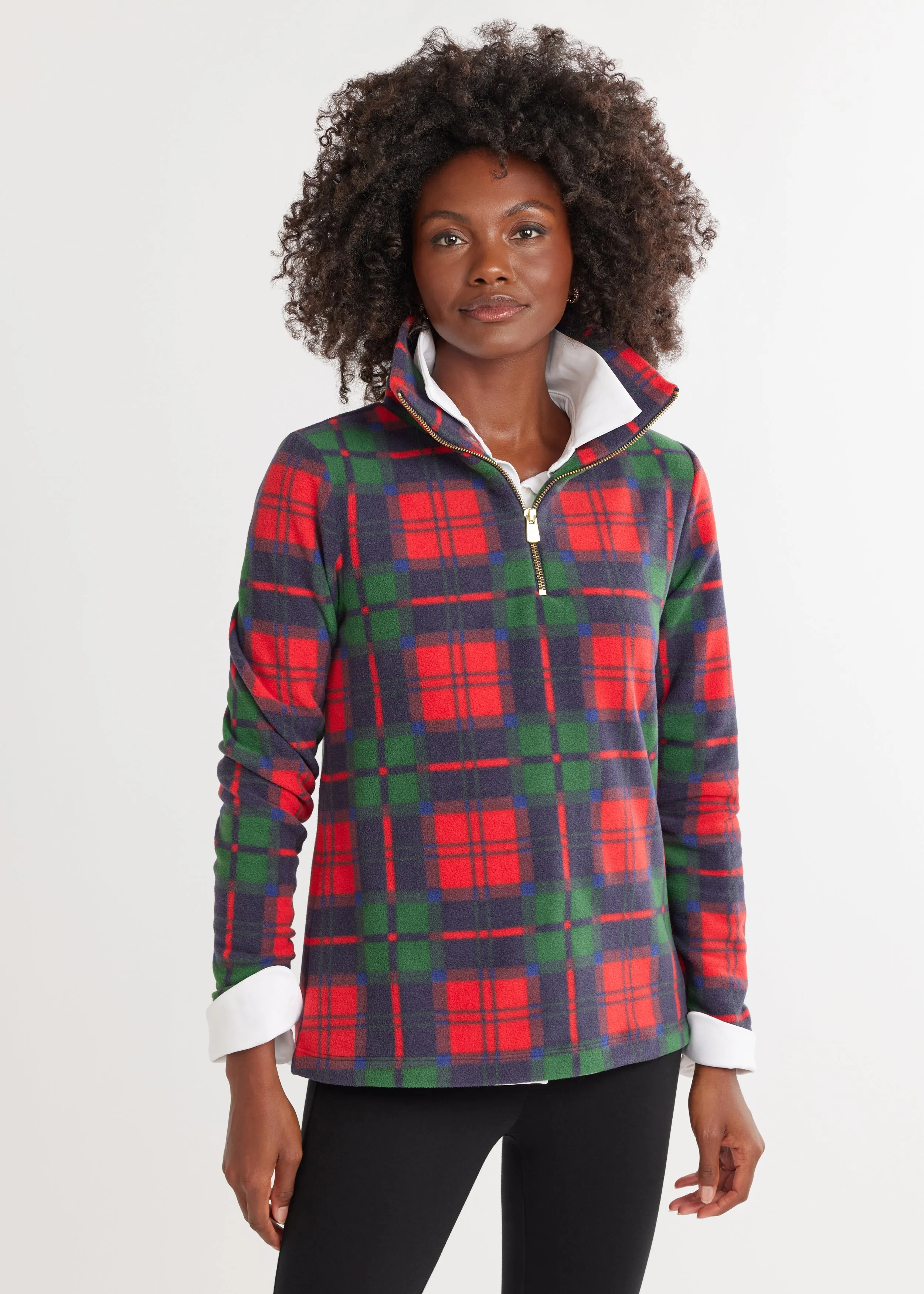 Manchester Pullover in Vello Fleece (Festive Tartan) sold by Dudley Stephens