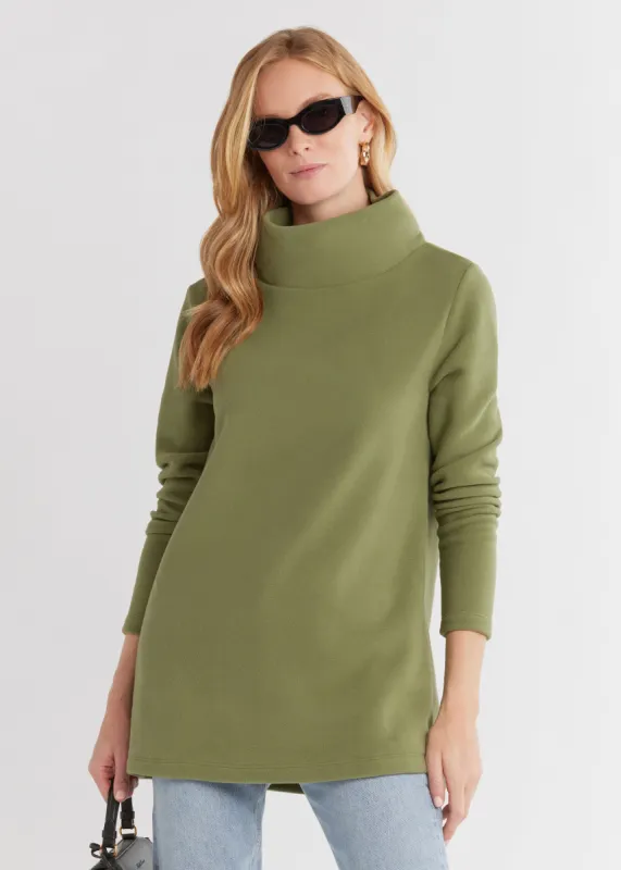 Cobble Hill Turtleneck in Vello Fleece (Army Green) sold by Dudley Stephens
