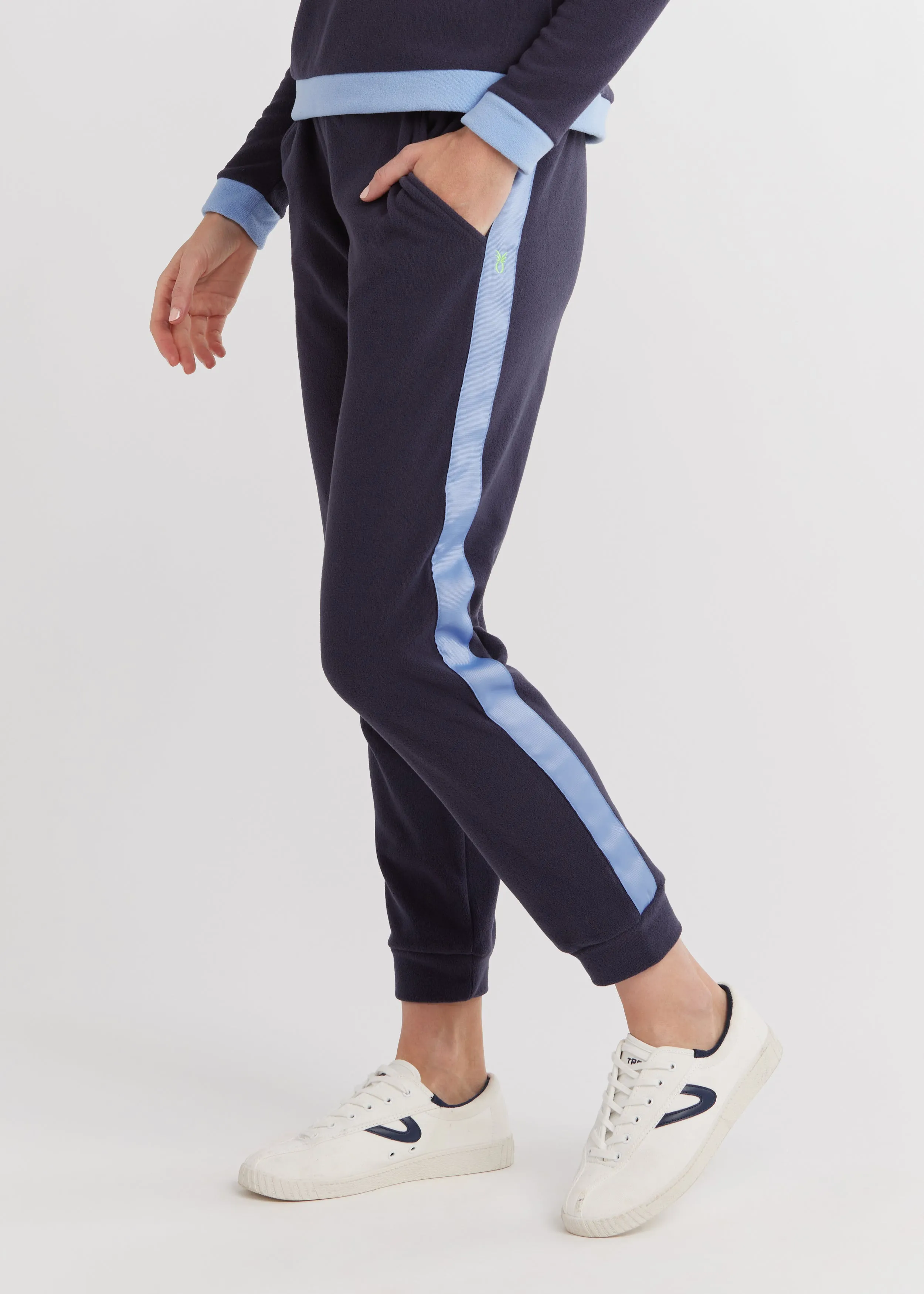 Jay Joggers in Terry Fleece (Navy/Periwinkle) sold by Dudley Stephens
