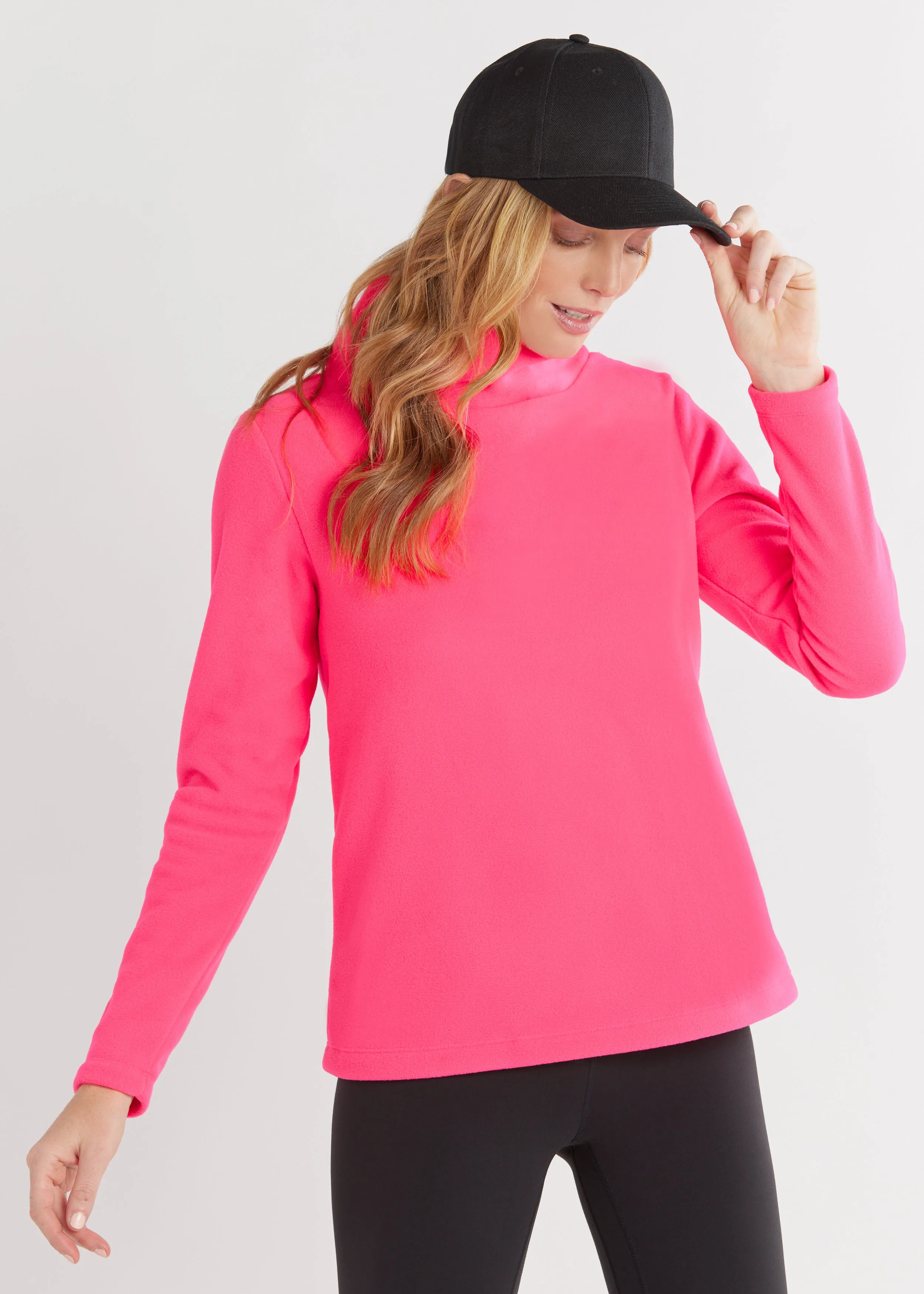 Greenpoint Turtleneck in Vello Fleece (Neon Pink) sold by Dudley Stephens