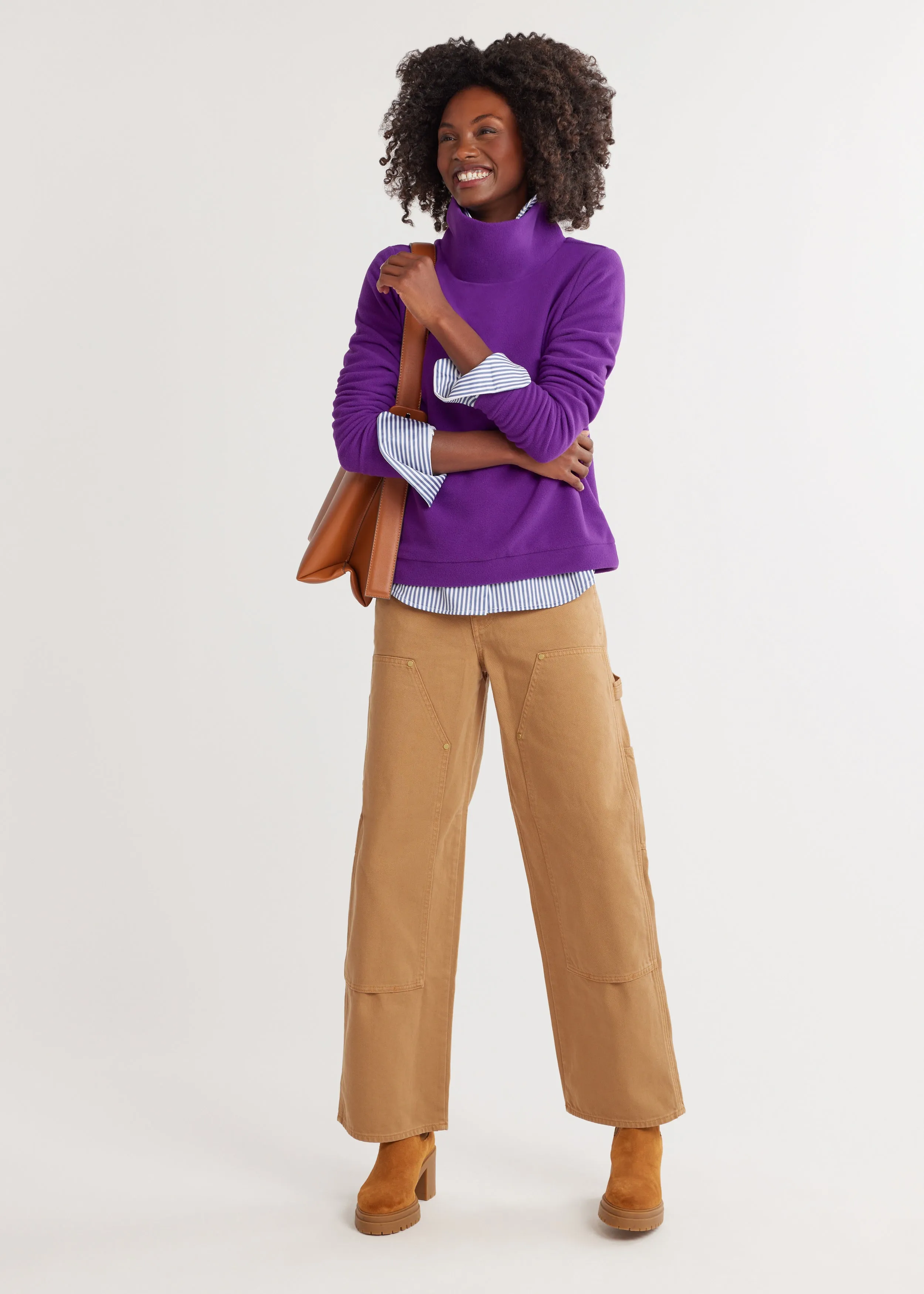 Park Slope Turtleneck in Vello Fleece (Purple) sold by Dudley Stephens product image thumbnail 2