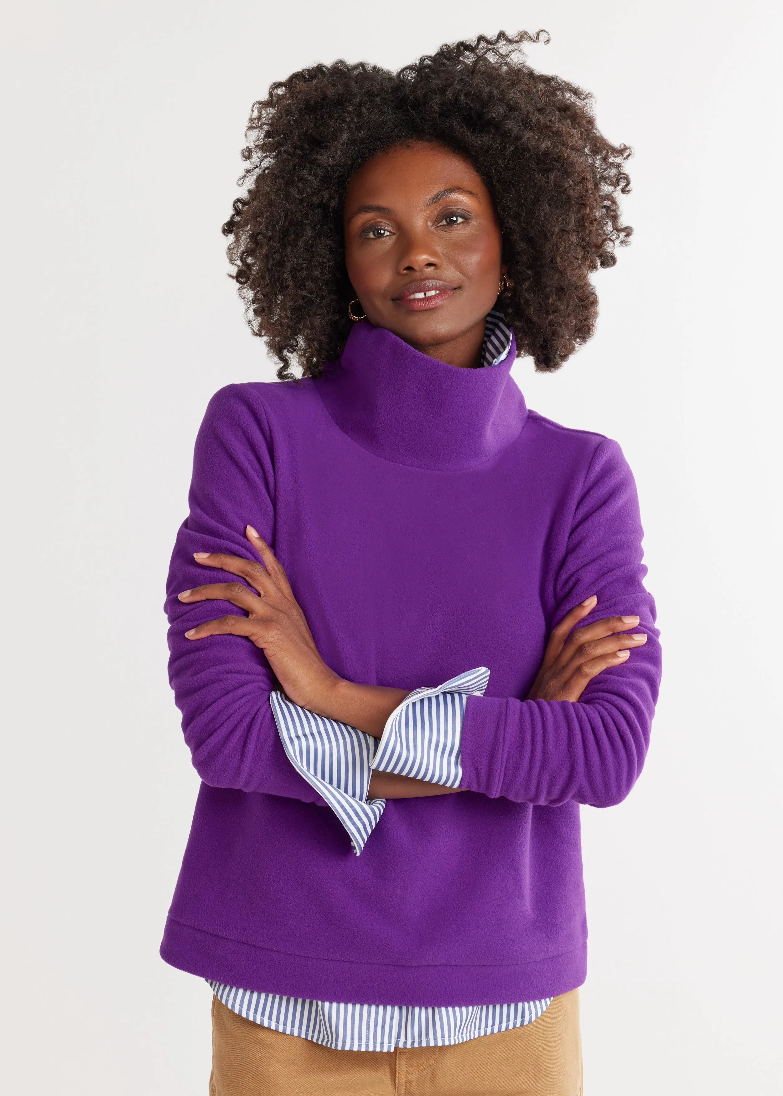 Park Slope Turtleneck in Vello Fleece (Purple) sold by Dudley Stephens