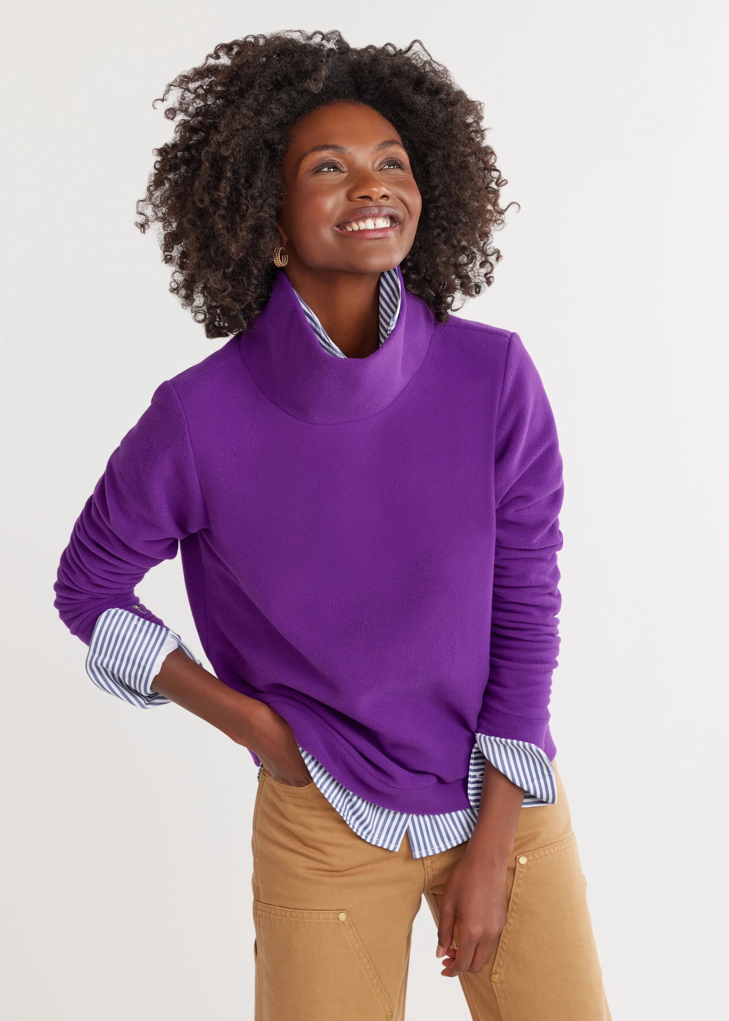 Park Slope Turtleneck in Vello Fleece (Purple) sold by Dudley Stephens product image thumbnail 3