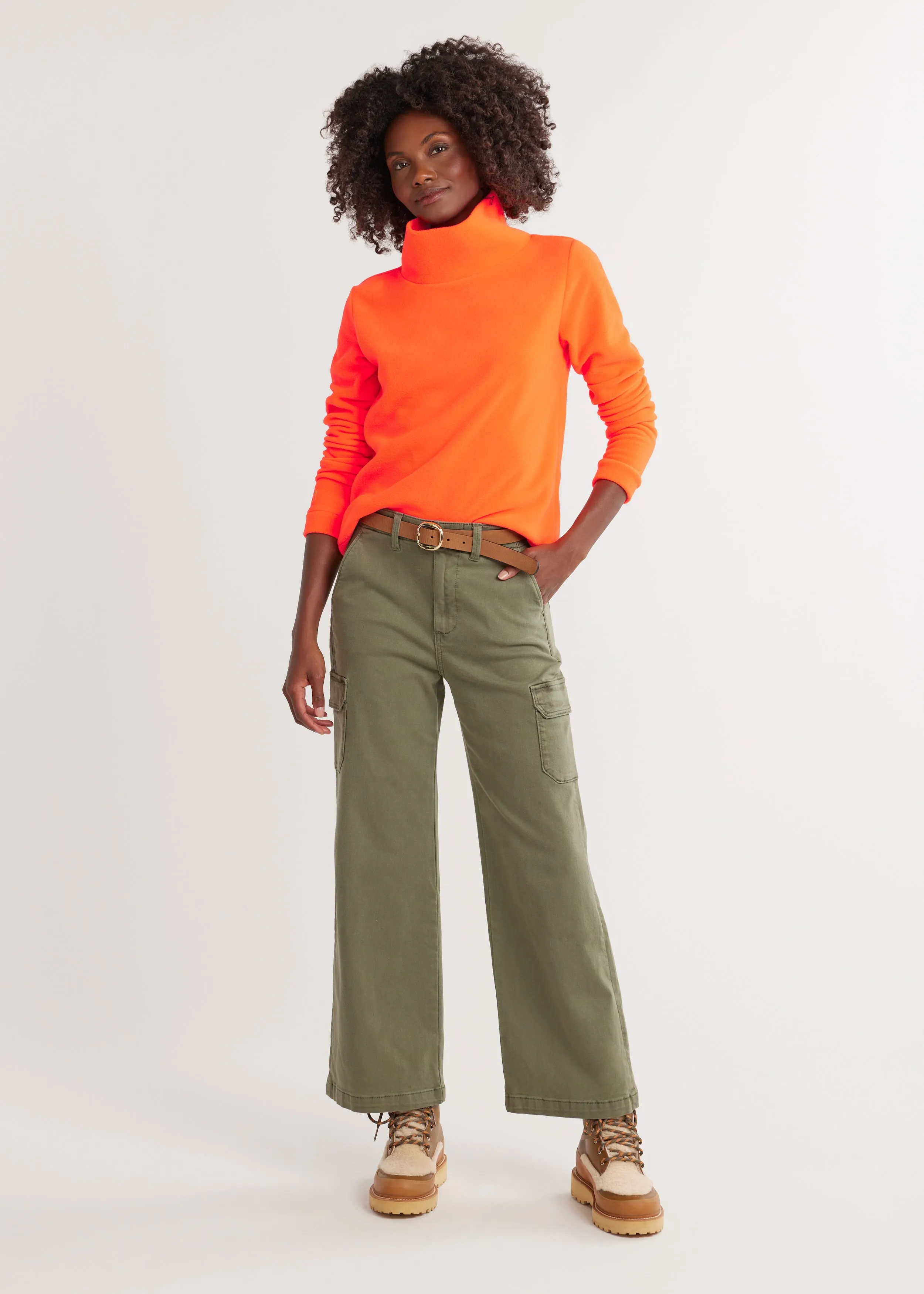 Park Slope Turtleneck in Vello Fleece (Neon Orange) sold by Dudley Stephens product image thumbnail 2