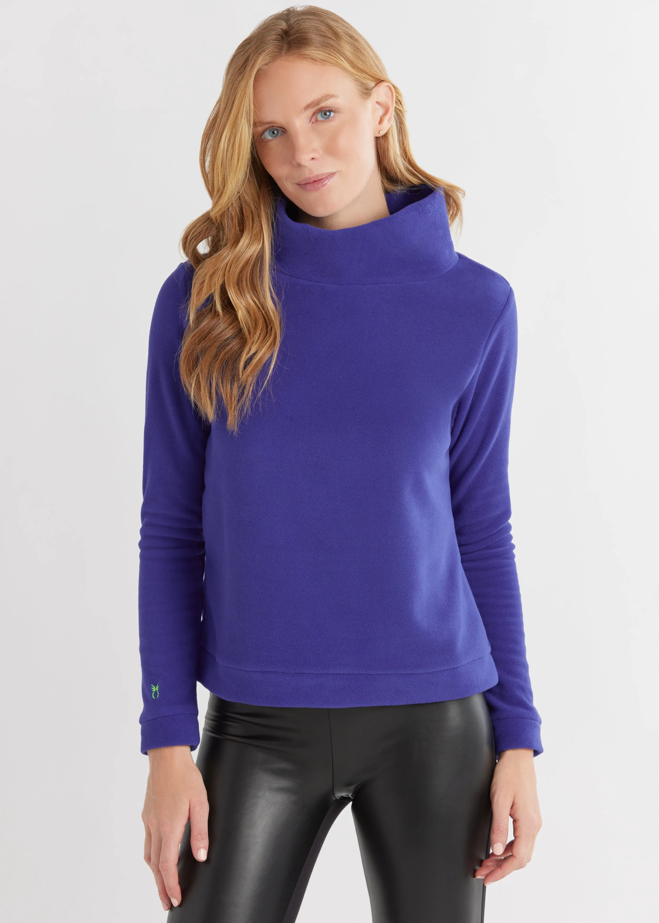 Park Slope Turtleneck in Vello Fleece (Cobalt) sold by Dudley Stephens