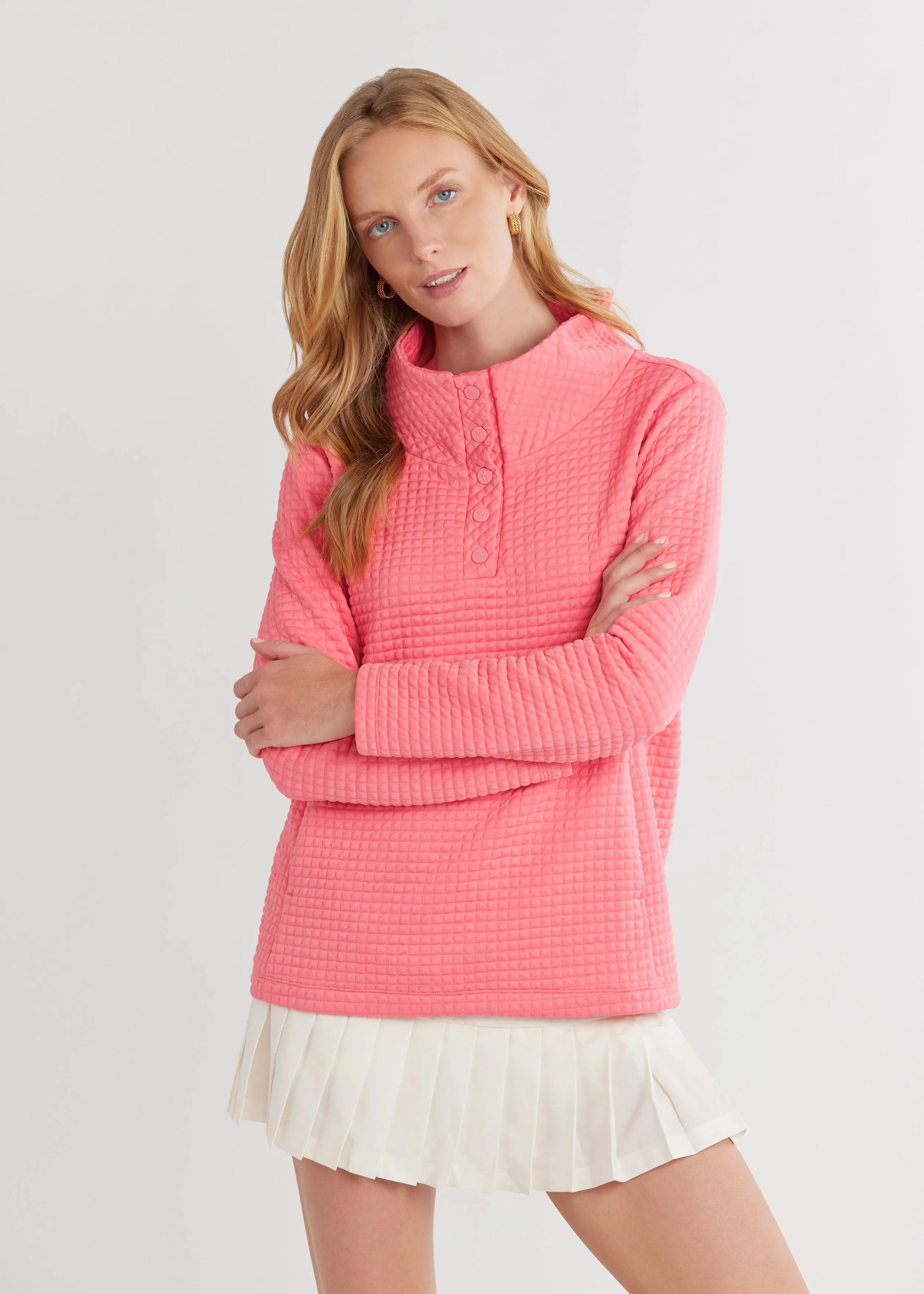 Perry Street Pullover in Waffle (Pink Lemonade) sold by Dudley Stephens