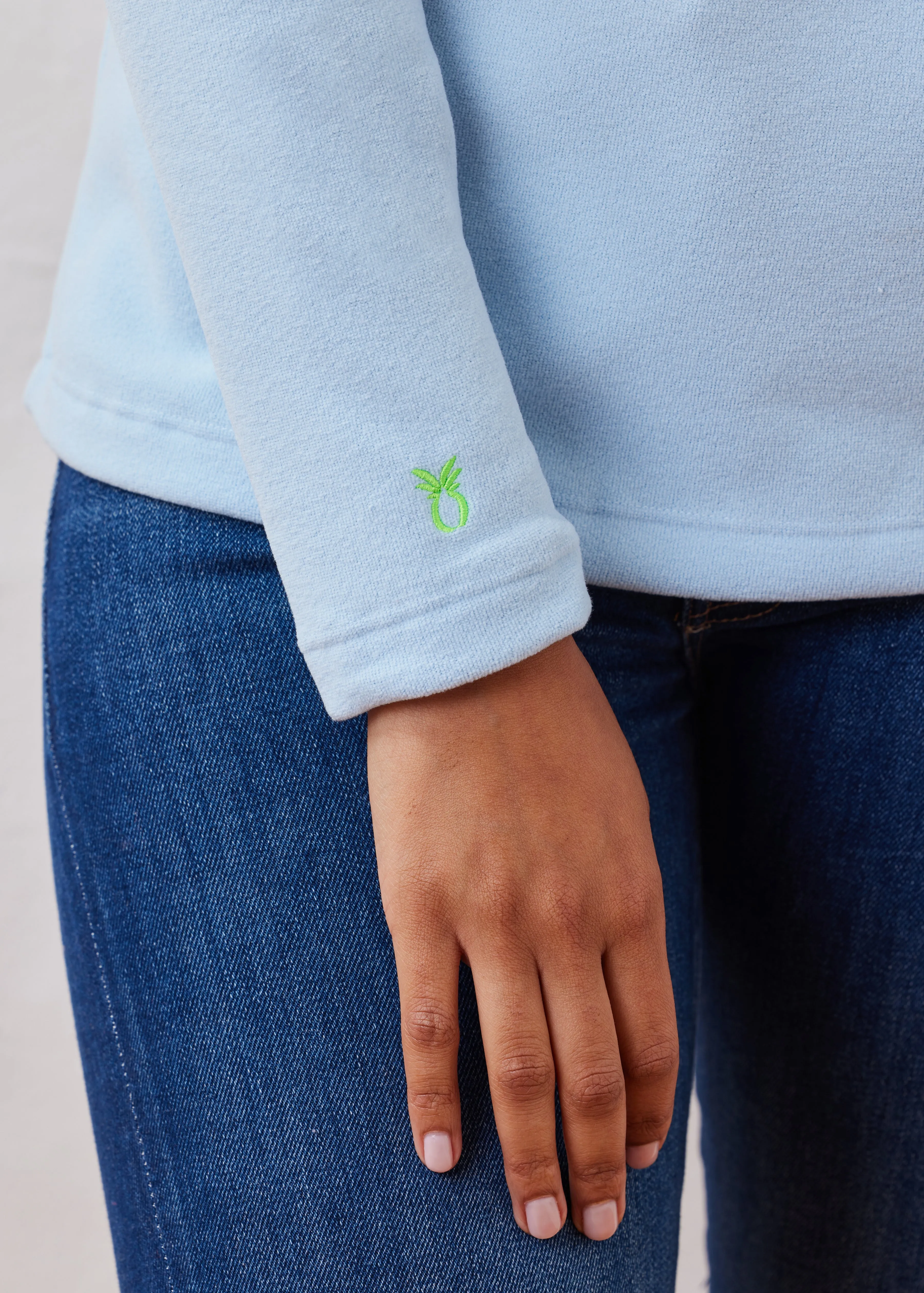 Greenpoint Turtleneck in Terry Fleece (Ice Blue) sold by Dudley Stephens product image thumbnail 4