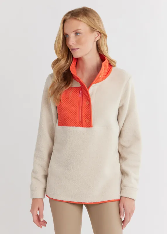 Cherry Lawn Pullover in Sherpa Fleece (Oatmeal/Paprika) sold by Dudley Stephens