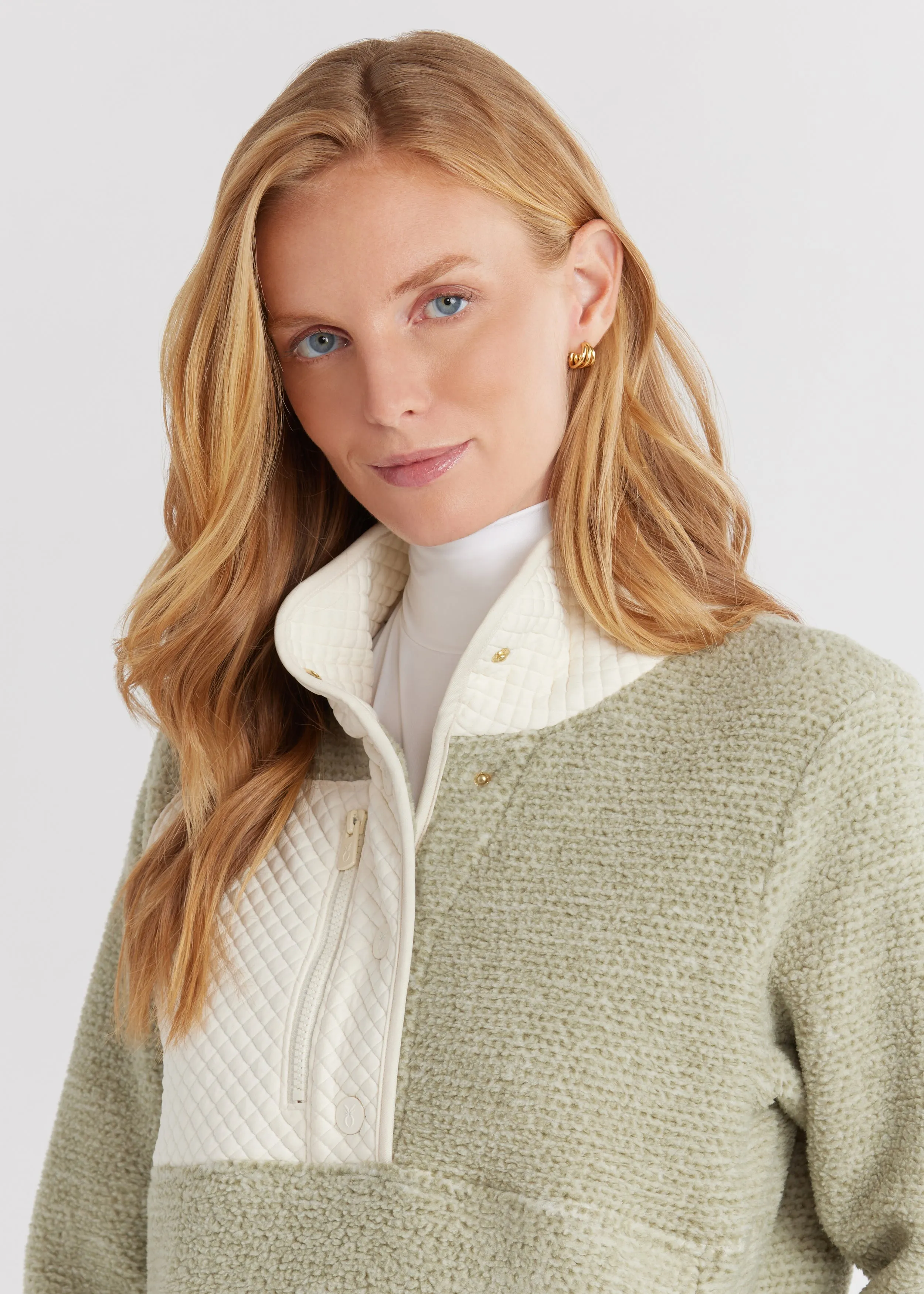 Cherry Lawn Pullover in Sherpa Fleece (Basil/Cream) sold by Dudley Stephens product image thumbnail 3