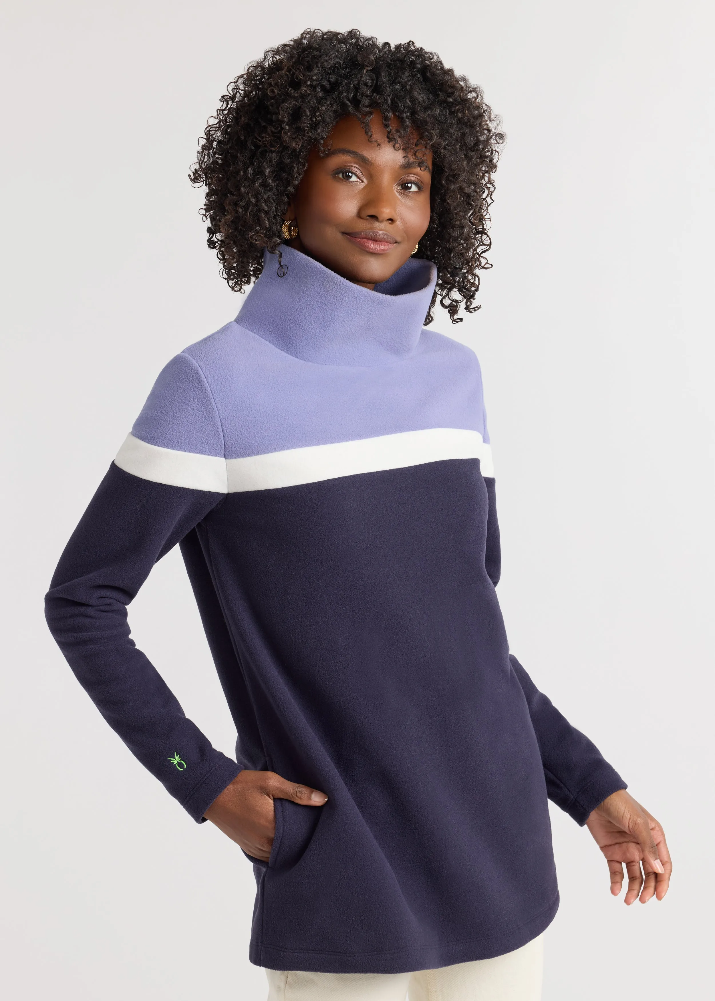 Cobble Hill Tri-Colorblock in Vello Fleece (Navy/Cream/Velvet Morning) sold by Dudley Stephens