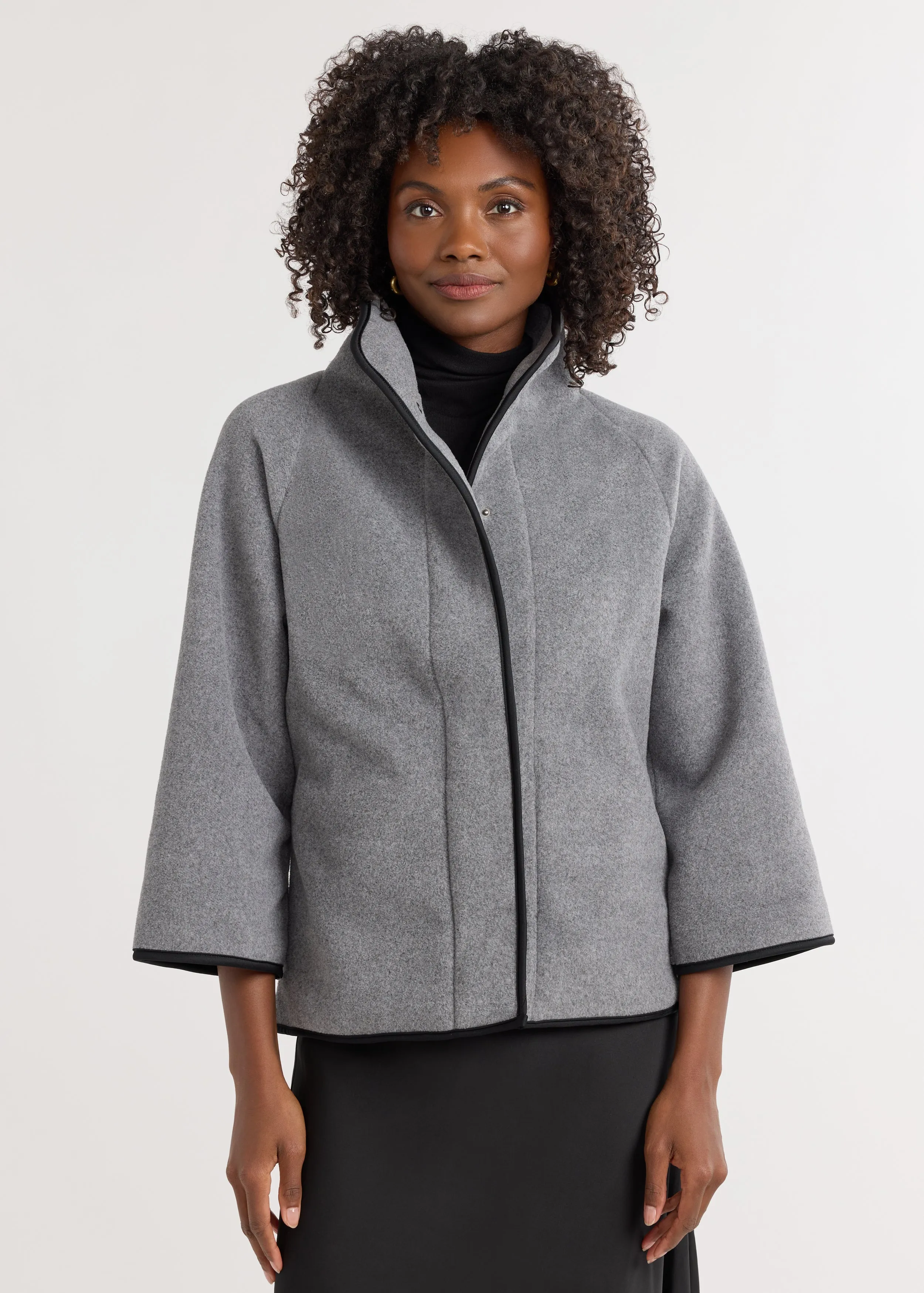 Catalina Jacket in Double Layer Vello Fleece (Charcoal Grey) sold by Dudley Stephens