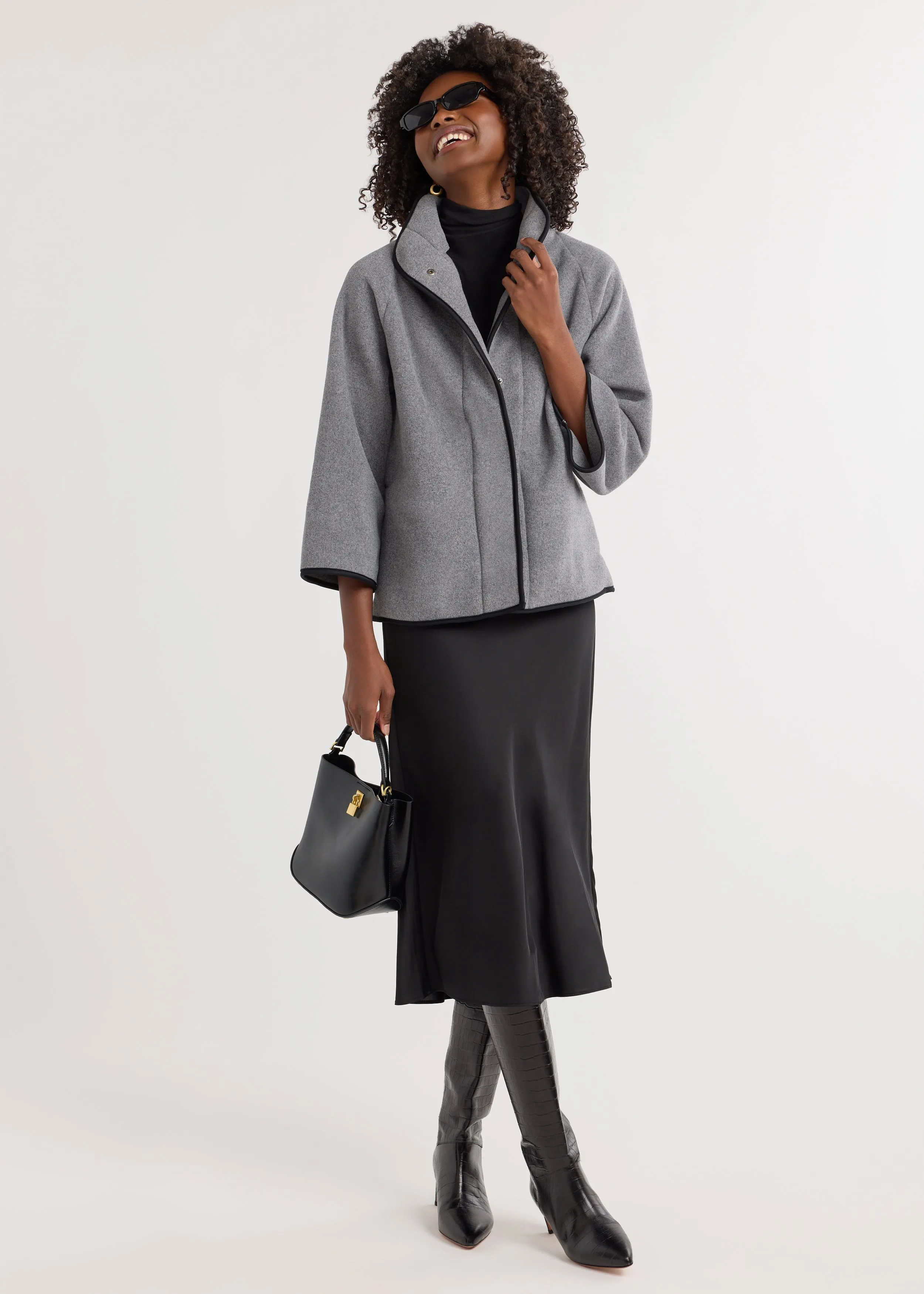 Catalina Jacket in Double Layer Vello Fleece (Charcoal Grey) sold by Dudley Stephens product image thumbnail 3