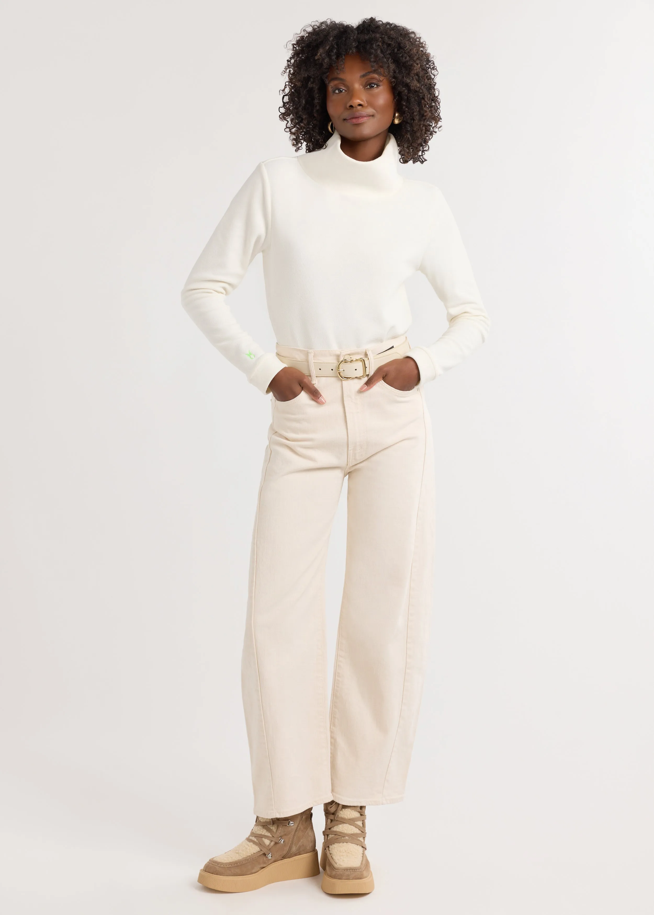 Park Slope Turtleneck in Terry Fleece (Cream) sold by Dudley Stephens product image thumbnail 3
