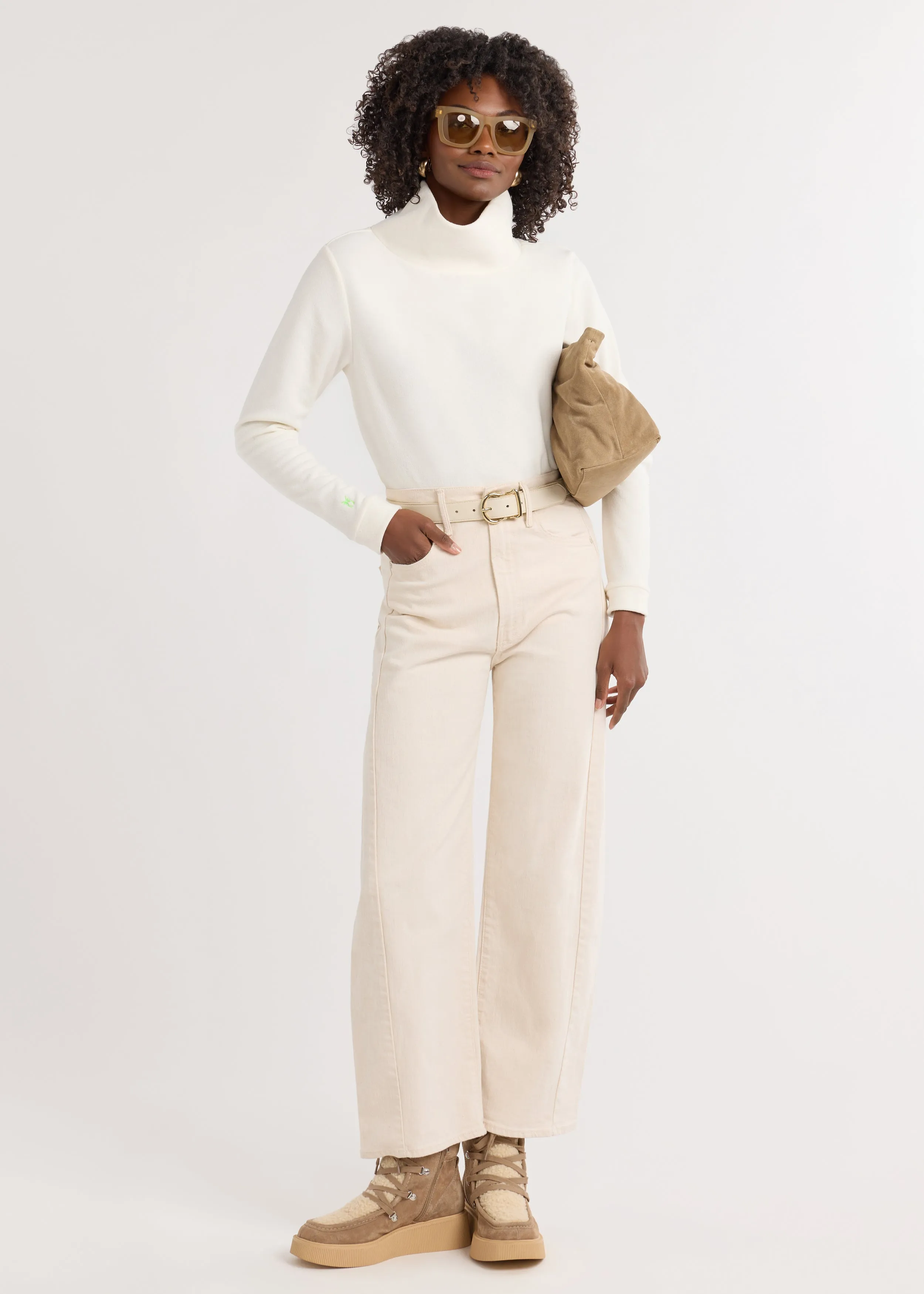 Park Slope Turtleneck in Terry Fleece (Cream) sold by Dudley Stephens product image thumbnail 2