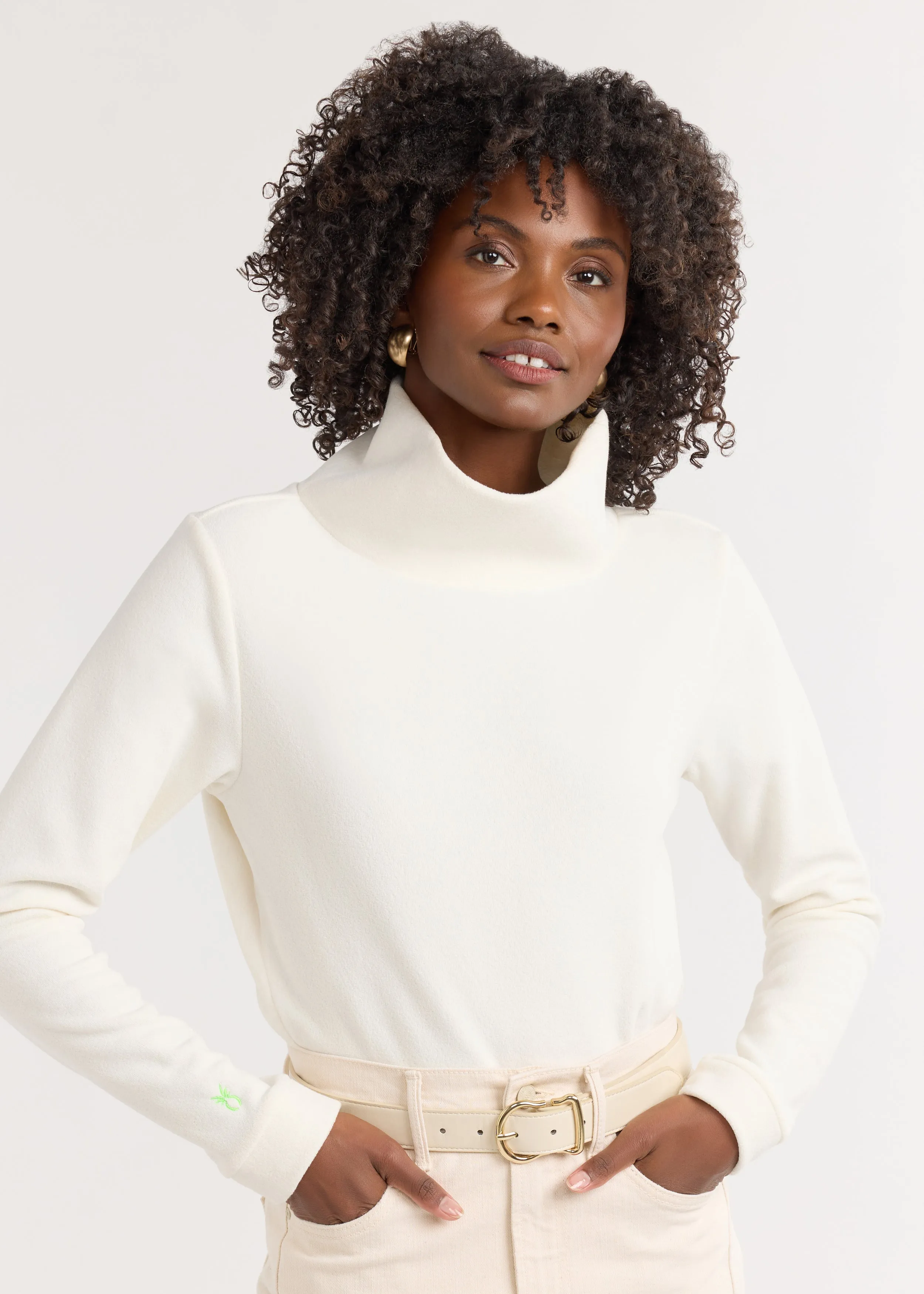 Park Slope Turtleneck in Terry Fleece (Cream) sold by Dudley Stephens