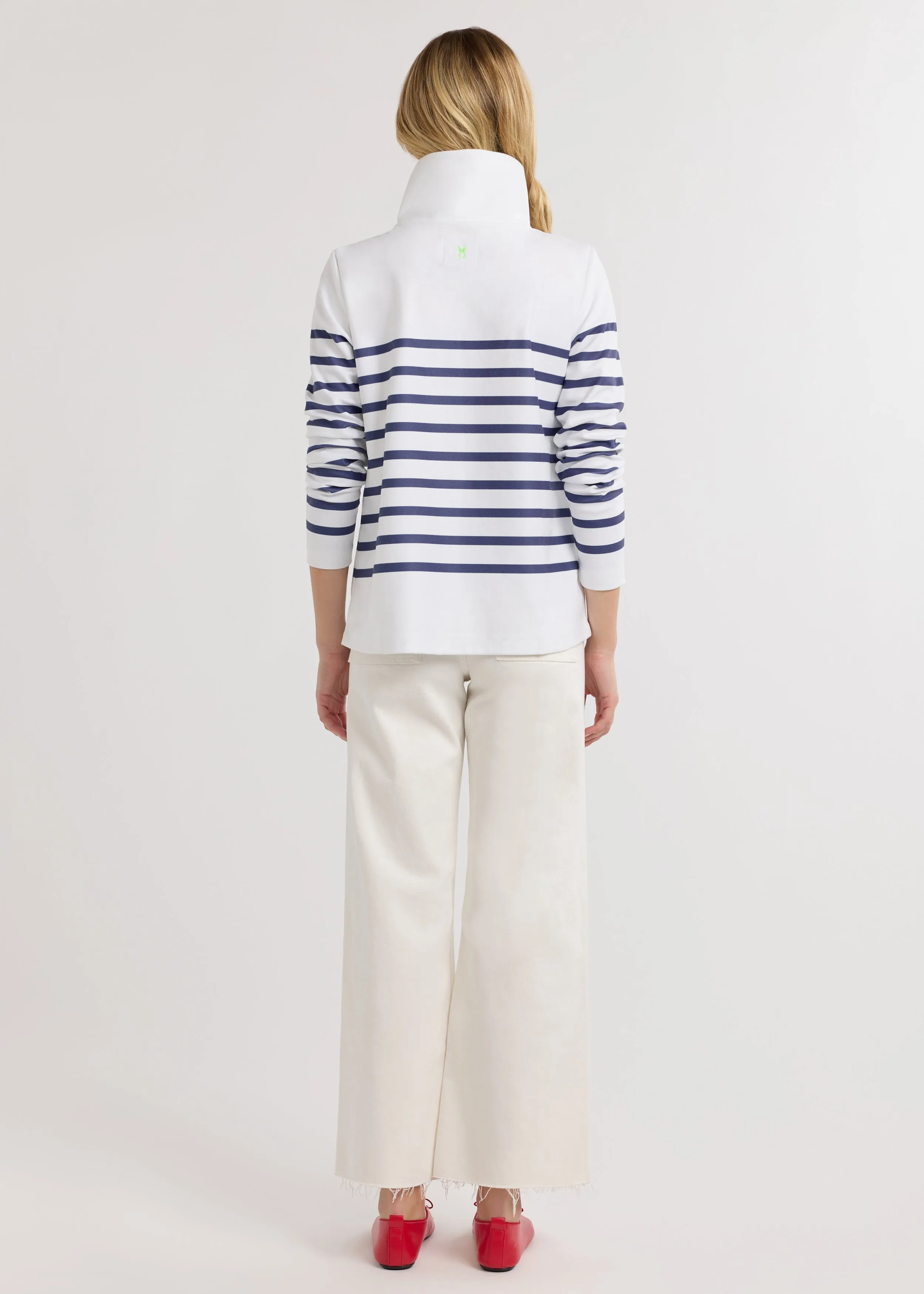 Manchester Pullover in Terry Fleece (White/Velvet Morning Placed Stripe) sold by Dudley Stephens product image thumbnail 4
