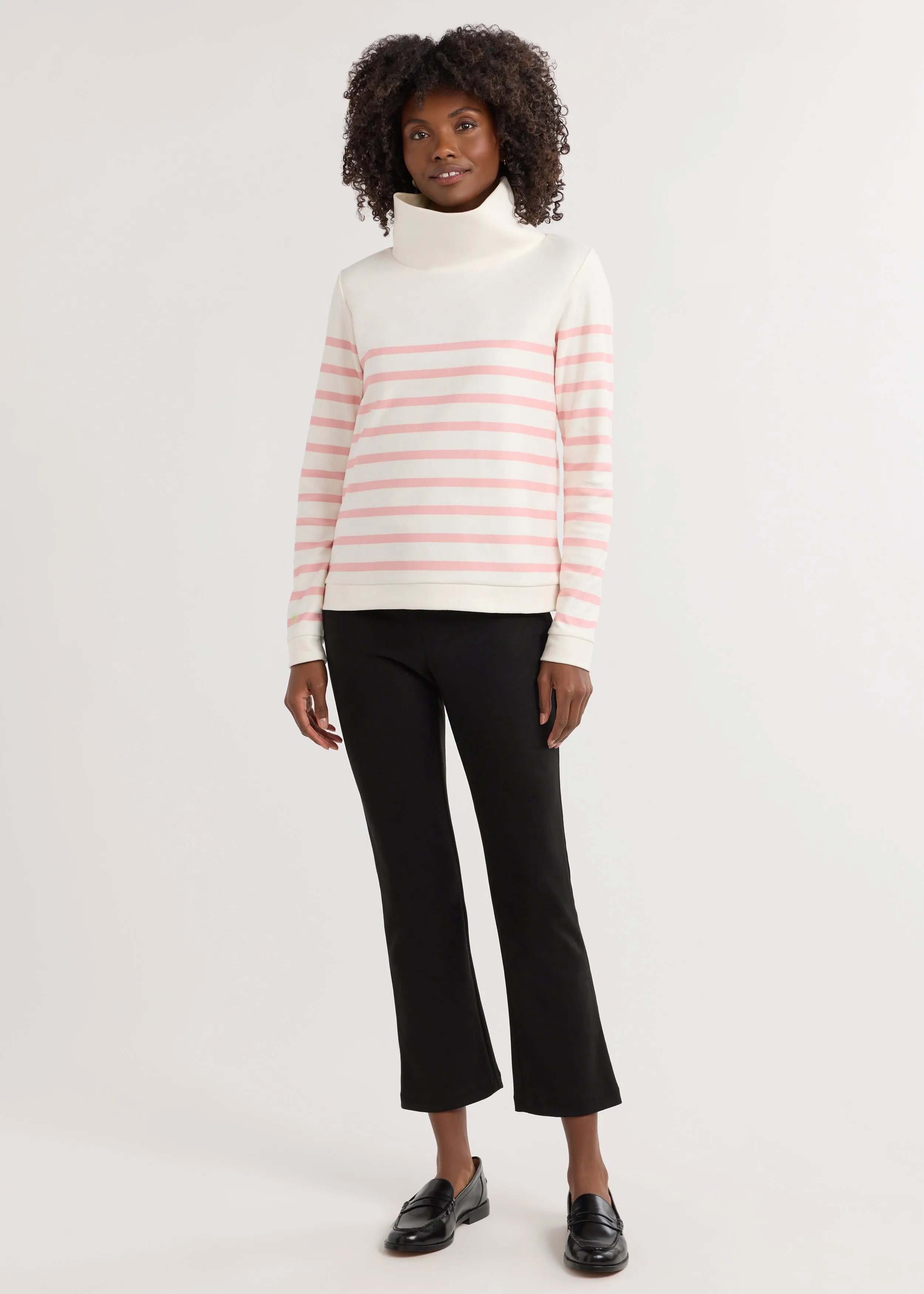 Park Slope Turtleneck in Terry Fleece (First Blush Placed Stripe) sold by Dudley Stephens product image thumbnail 2