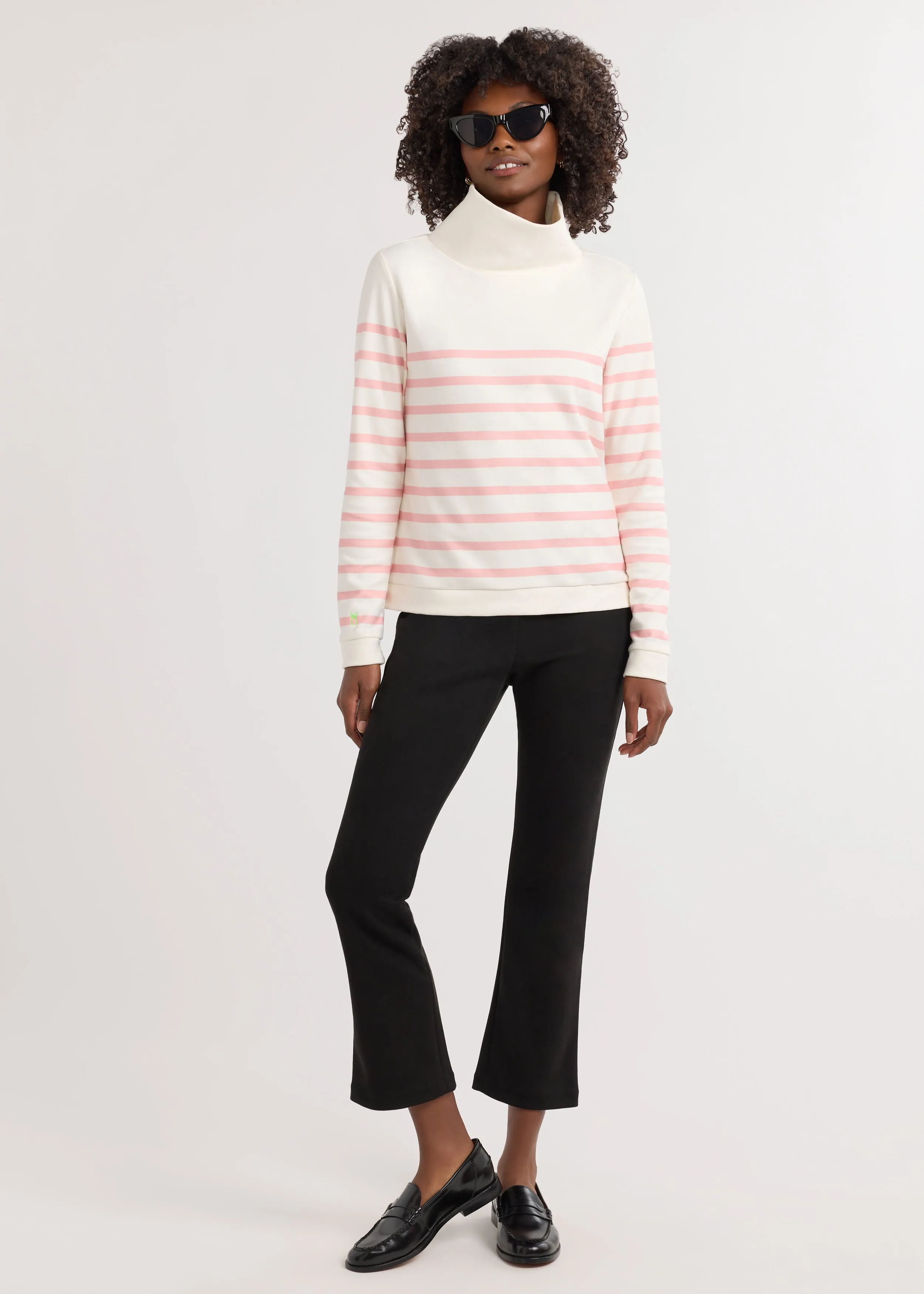 Park Slope Turtleneck in Terry Fleece (First Blush Placed Stripe) sold by Dudley Stephens