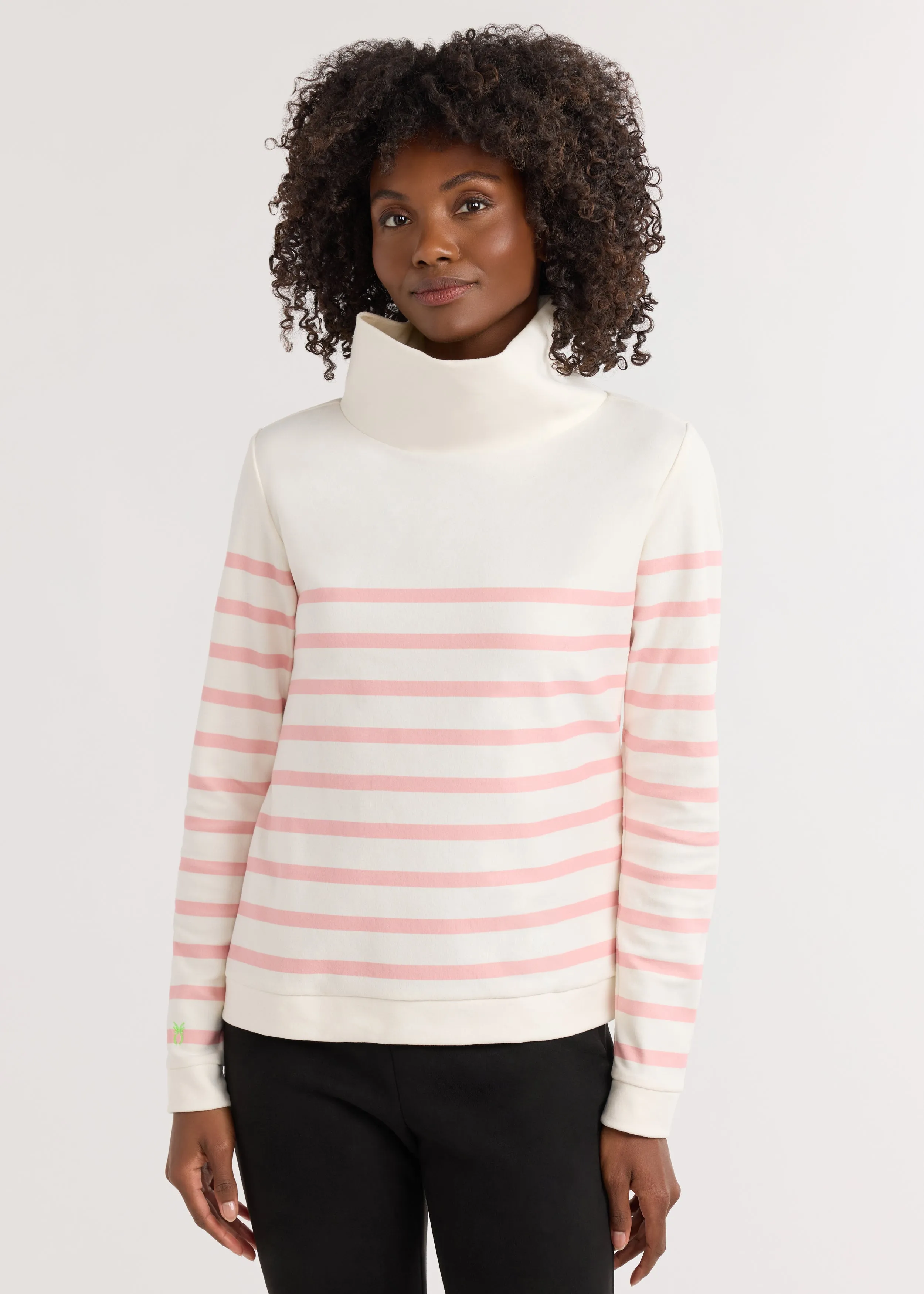 Park Slope Turtleneck in Terry Fleece (First Blush Placed Stripe) sold by Dudley Stephens product image thumbnail 3