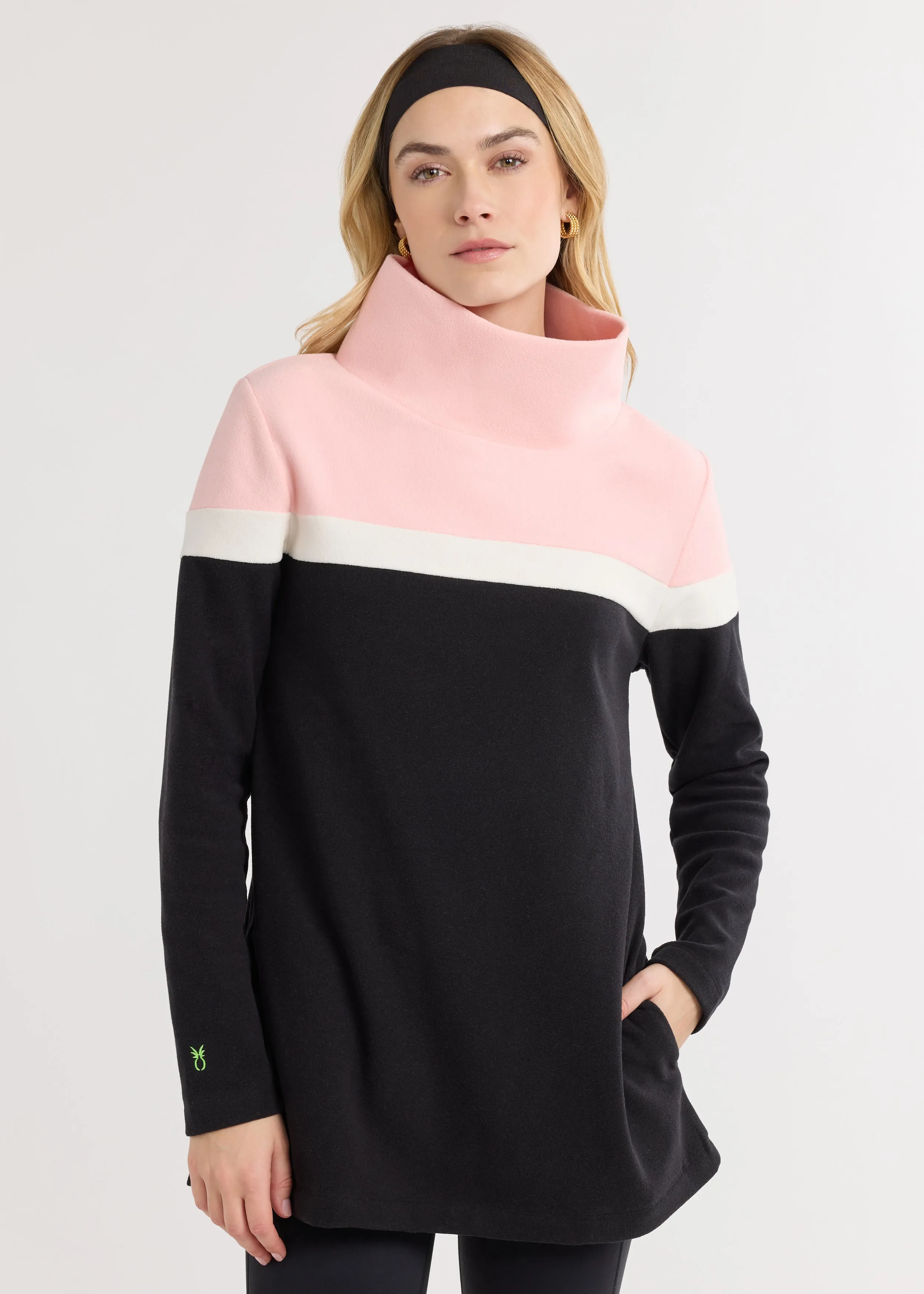 Cobble Hill Tri-Colorblock in Terry Fleece (Black/Cream/First Blush) sold by Dudley Stephens