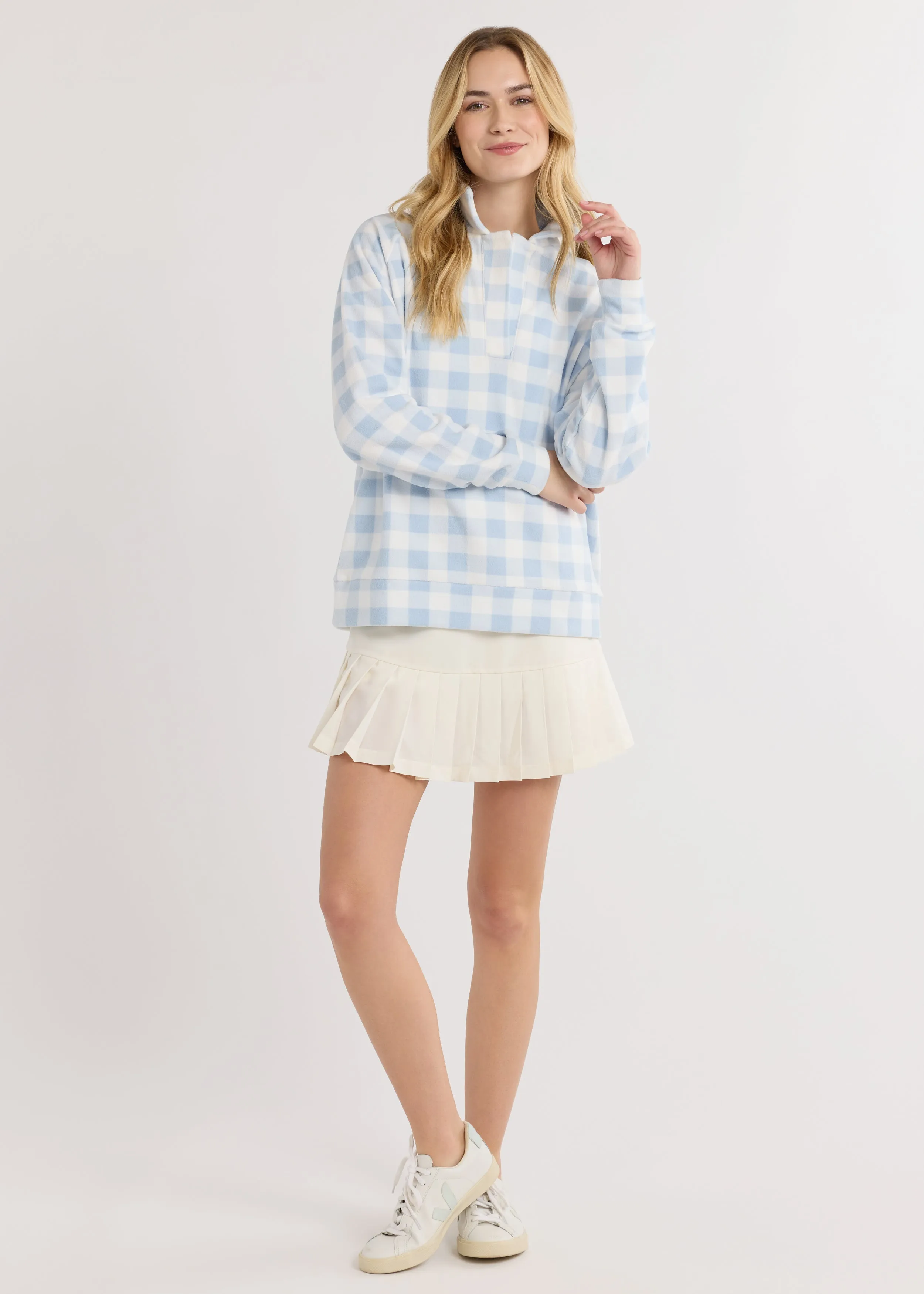 Ingrid Pullover in Terry Fleece (Ice Blue Gingham) sold by Dudley Stephens product image thumbnail 3