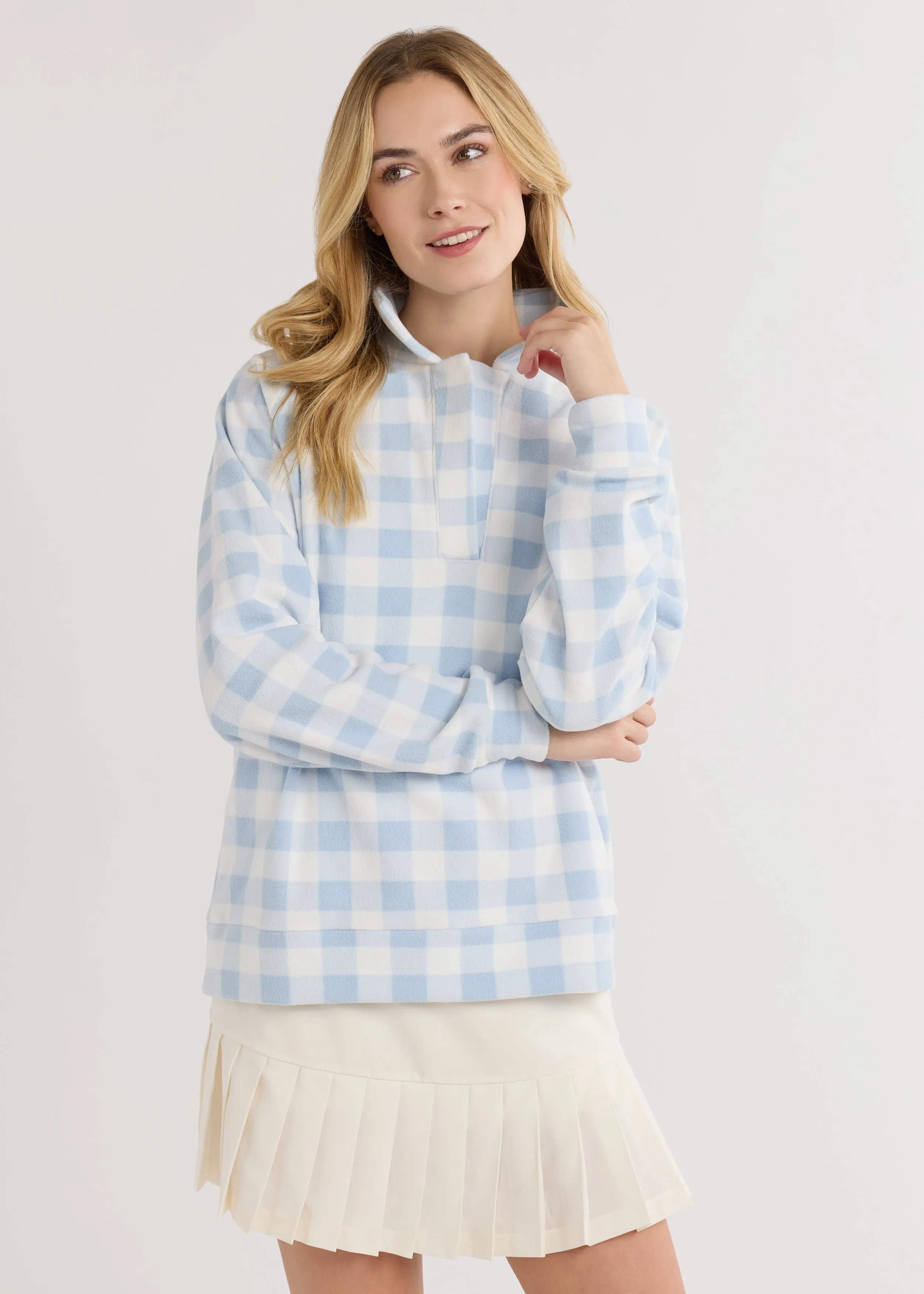 Ingrid Pullover in Terry Fleece (Ice Blue Gingham) sold by Dudley Stephens product image thumbnail 2