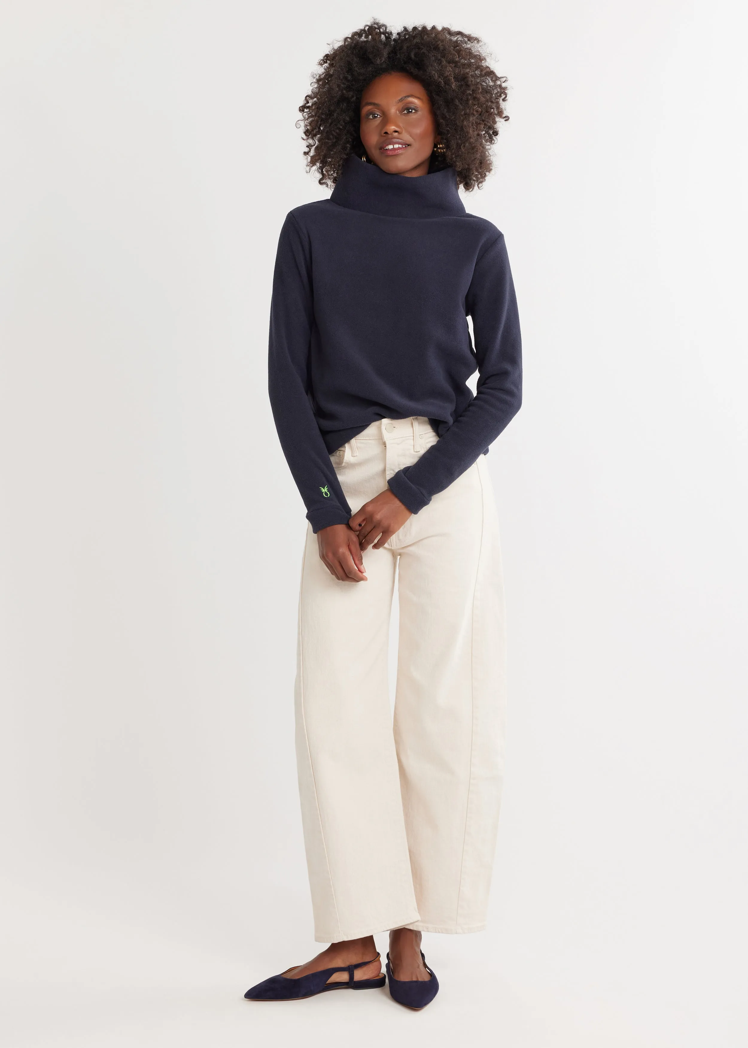 Park Slope Turtleneck in Vello Fleece (Navy) sold by Dudley Stephens product image thumbnail 3