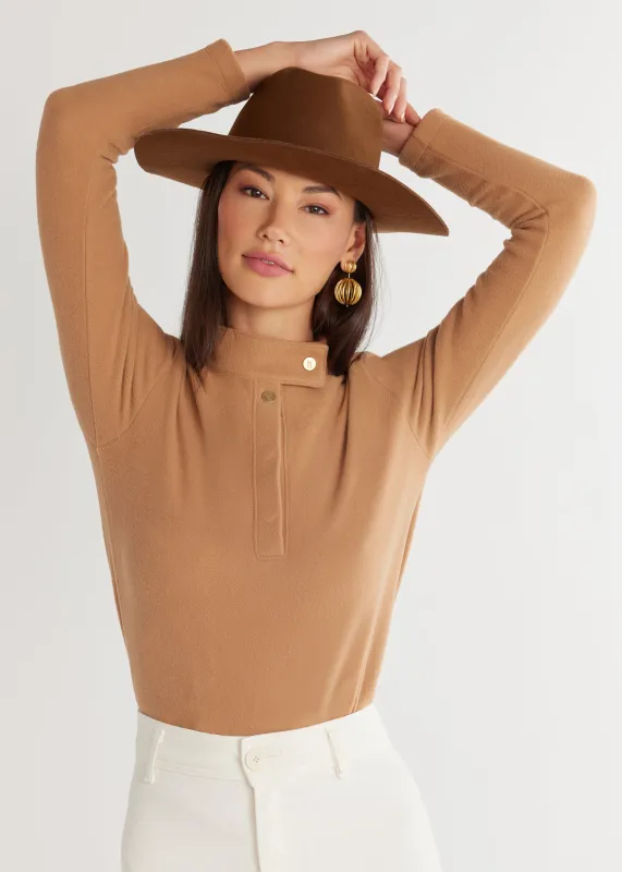 Chesterfield Turtleneck in Vello Fleece (Camel) sold by Dudley Stephens