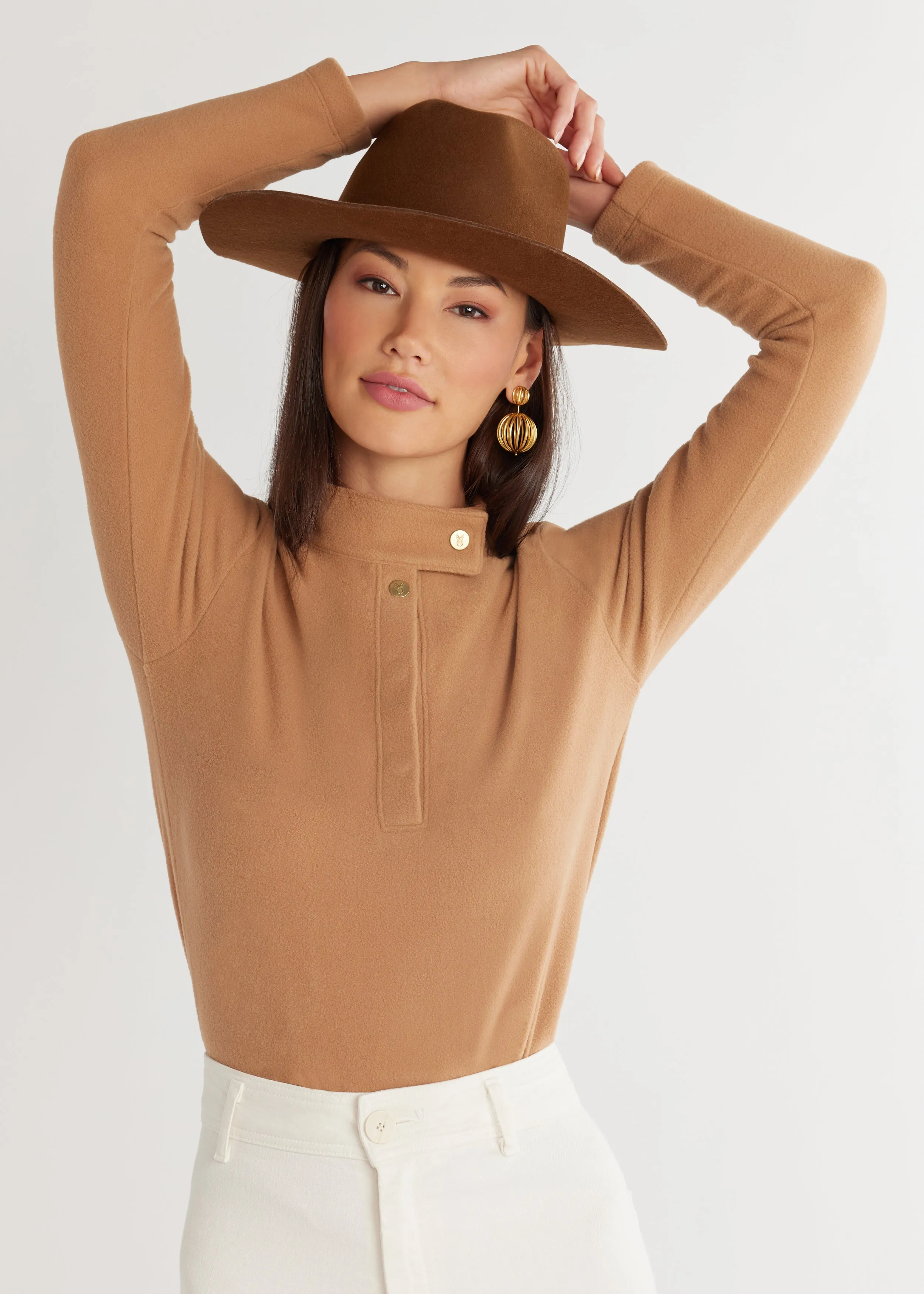 Chesterfield Turtleneck in Vello Fleece (Camel) sold by Dudley Stephens