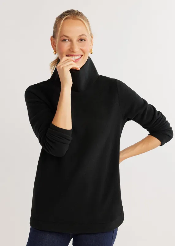 Millbrook Turtleneck in Vello Fleece (Black) sold by Dudley Stephens