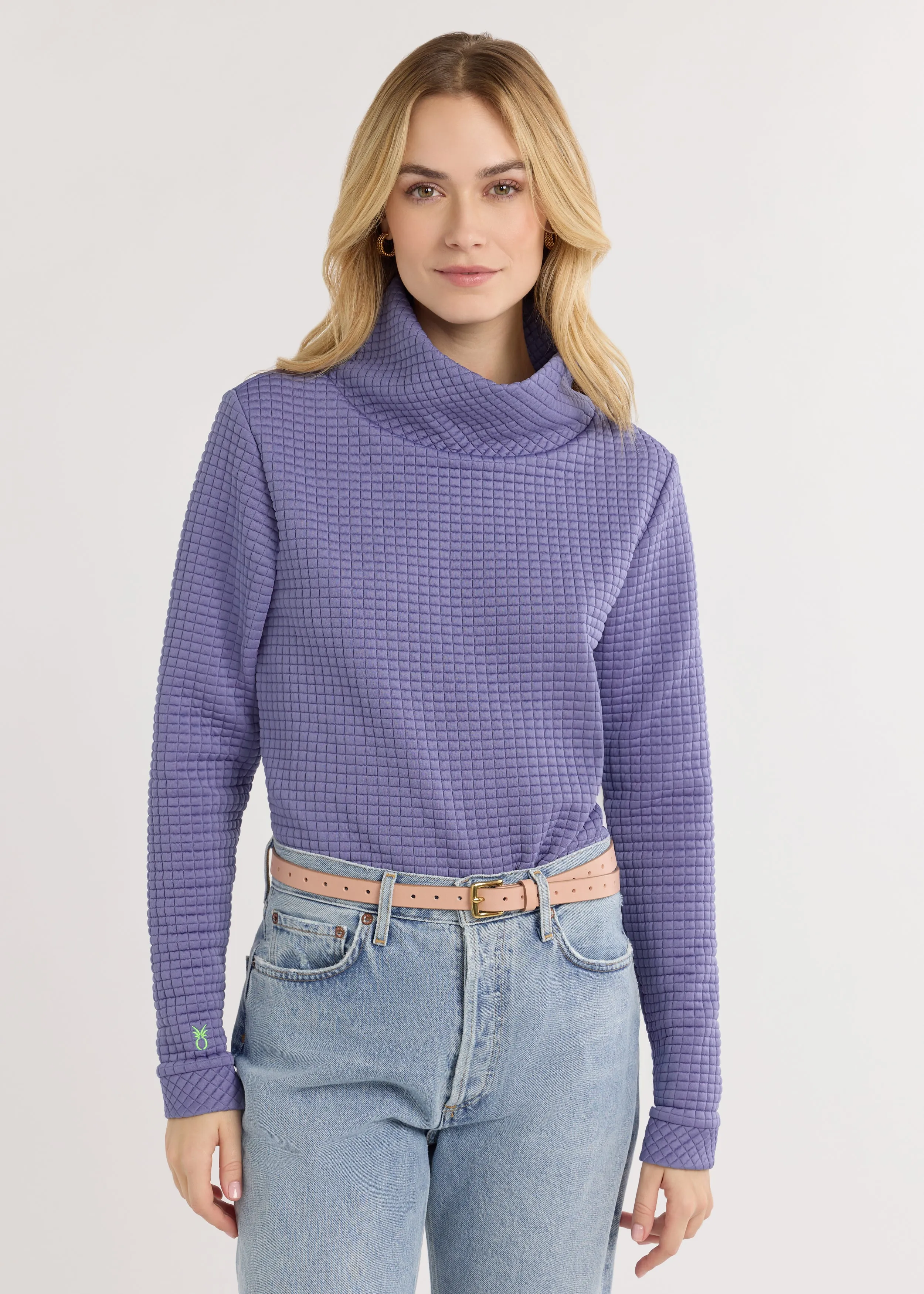 Park Slope Turtleneck in Waffle (Velvet Morning) sold by Dudley Stephens