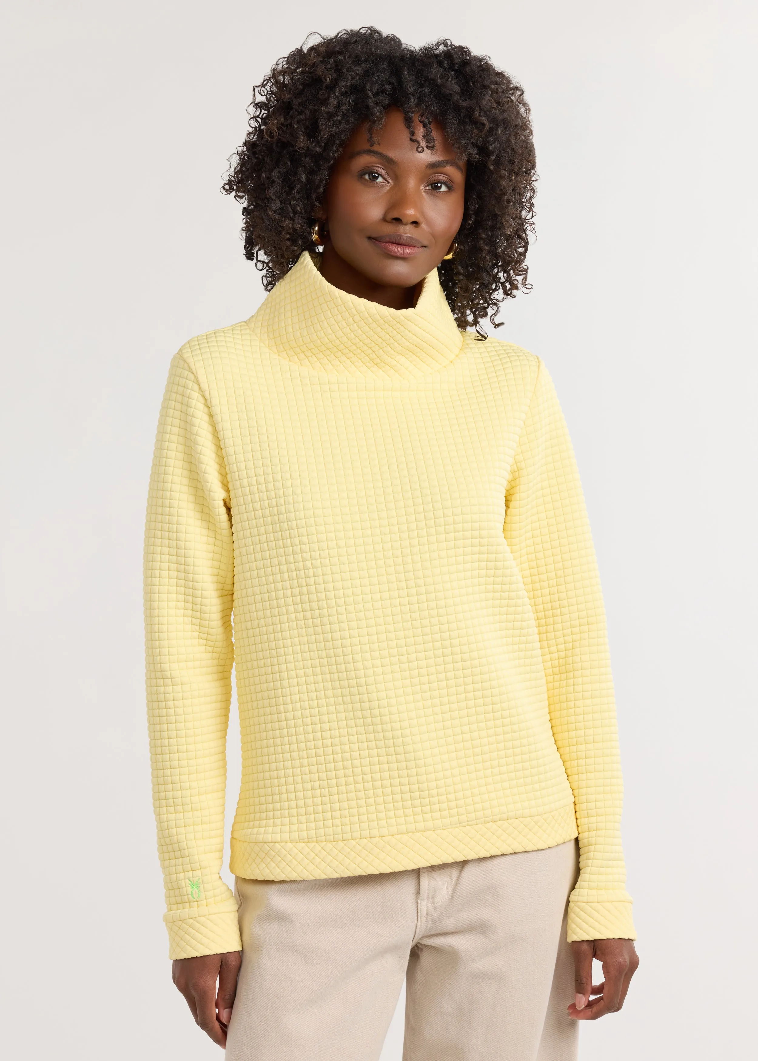 Park Slope Turtleneck in Waffle (Lemon Meringue) sold by Dudley Stephens product image thumbnail 3