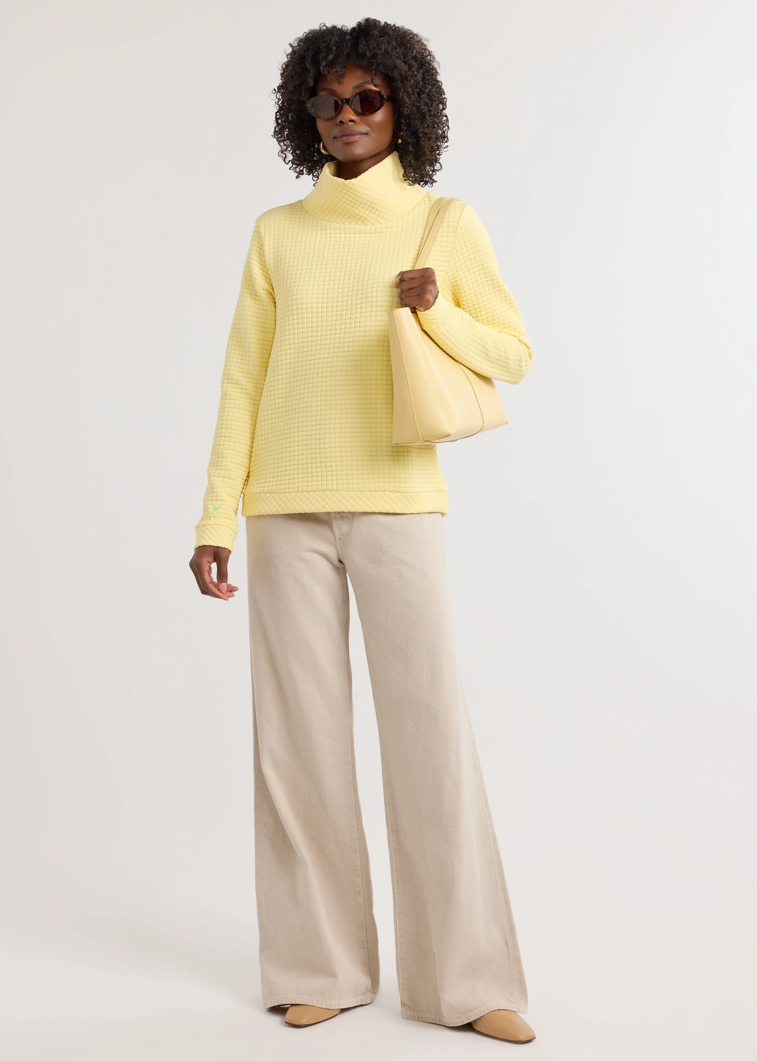Park Slope Turtleneck in Waffle (Lemon Meringue) sold by Dudley Stephens product image thumbnail 2