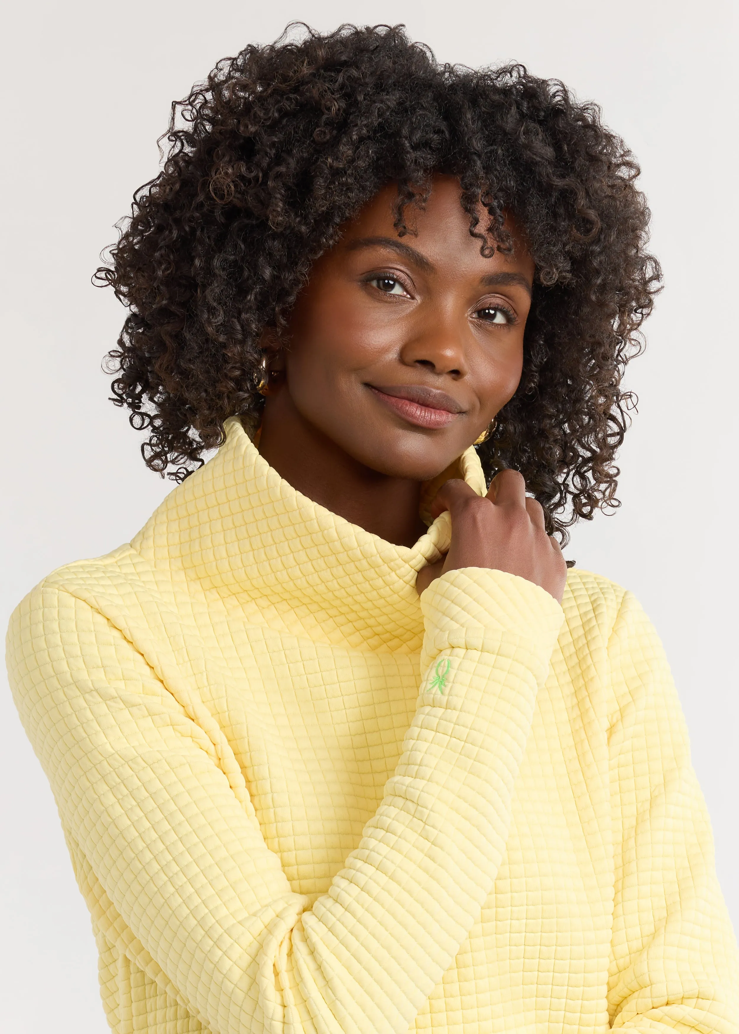 Park Slope Turtleneck in Waffle (Lemon Meringue) sold by Dudley Stephens