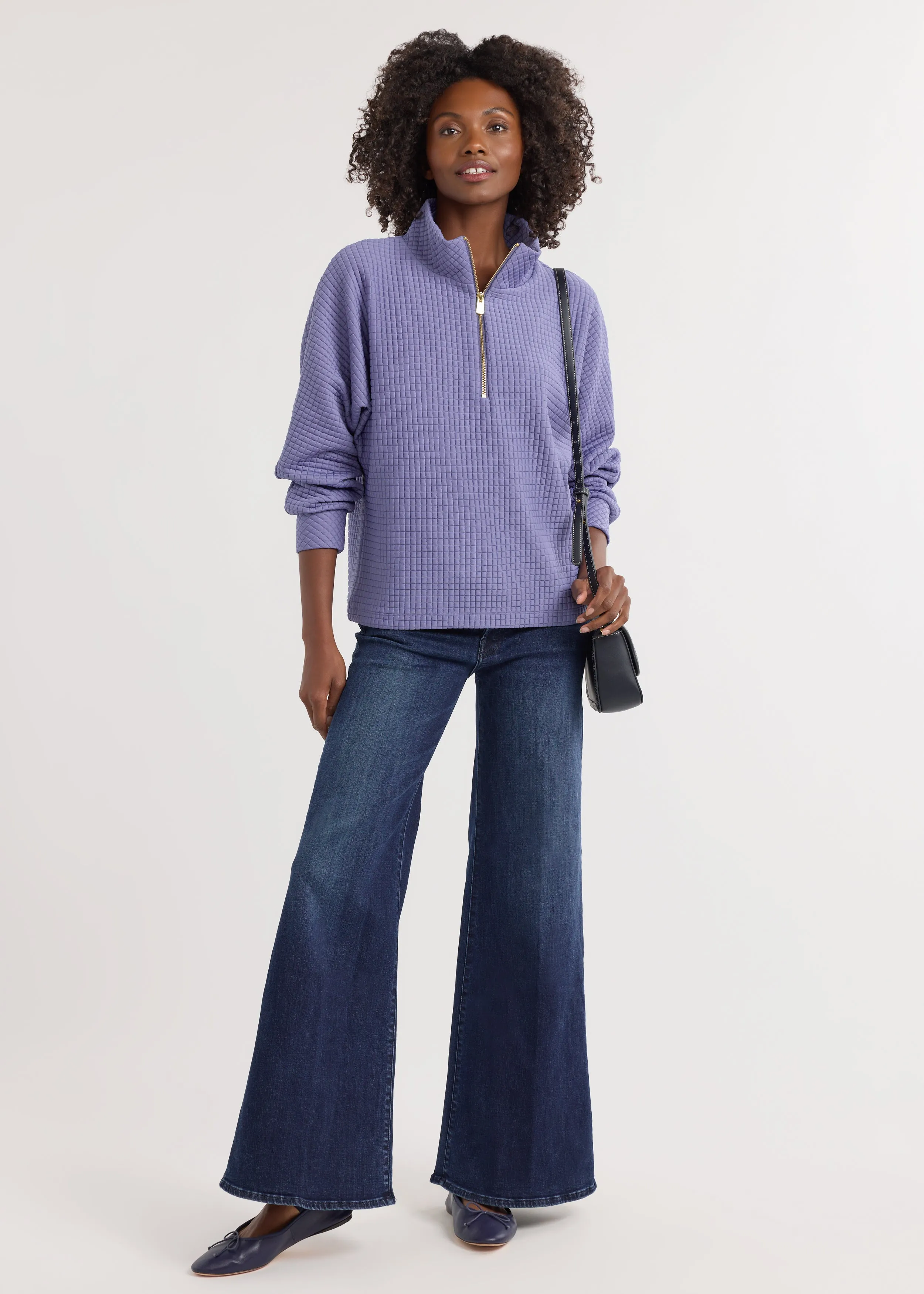 Marion Zip Pullover in Waffle (Velvet Morning) sold by Dudley Stephens