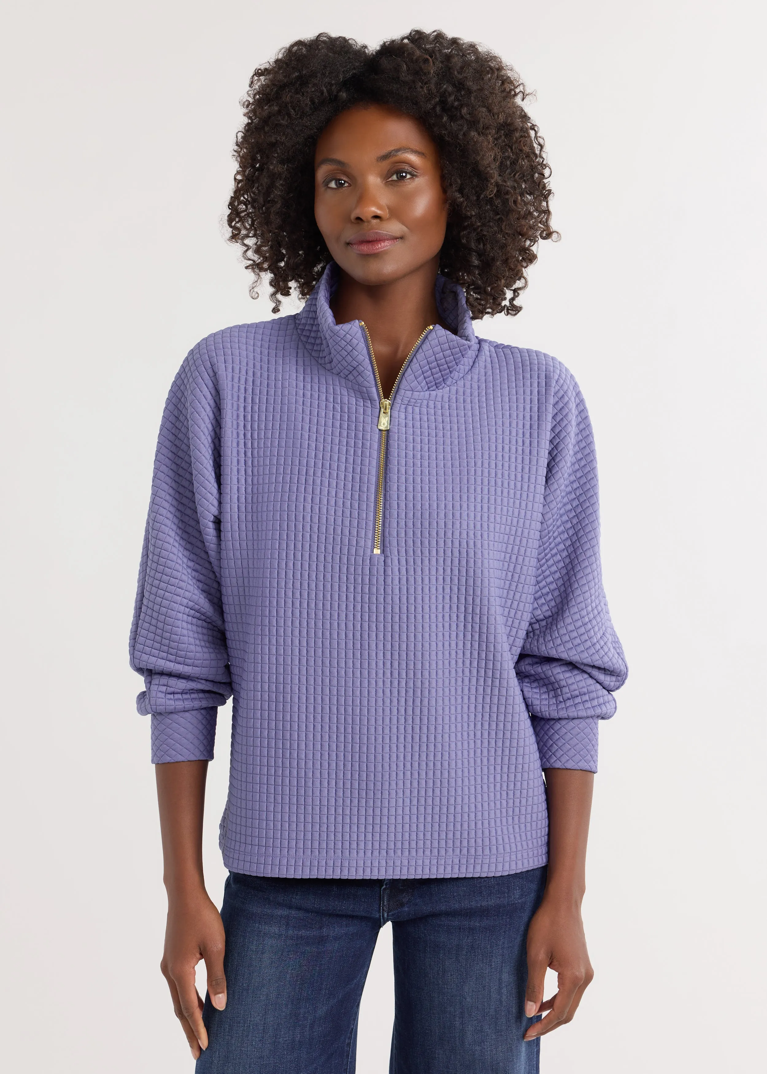 Marion Zip Pullover in Waffle (Velvet Morning) sold by Dudley Stephens product image thumbnail 2