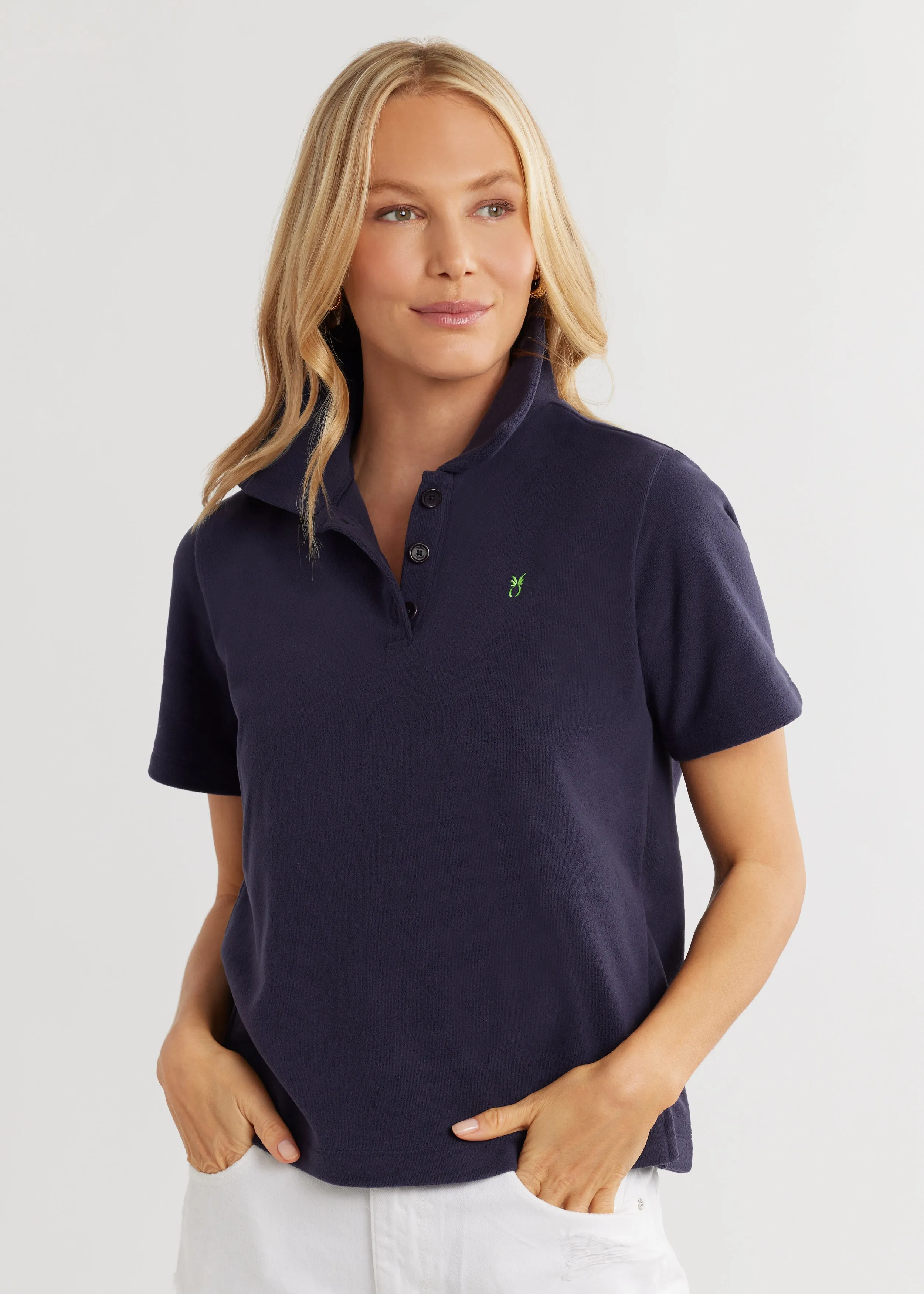 Kit Polo in Terry Fleece (Navy) sold by Dudley Stephens