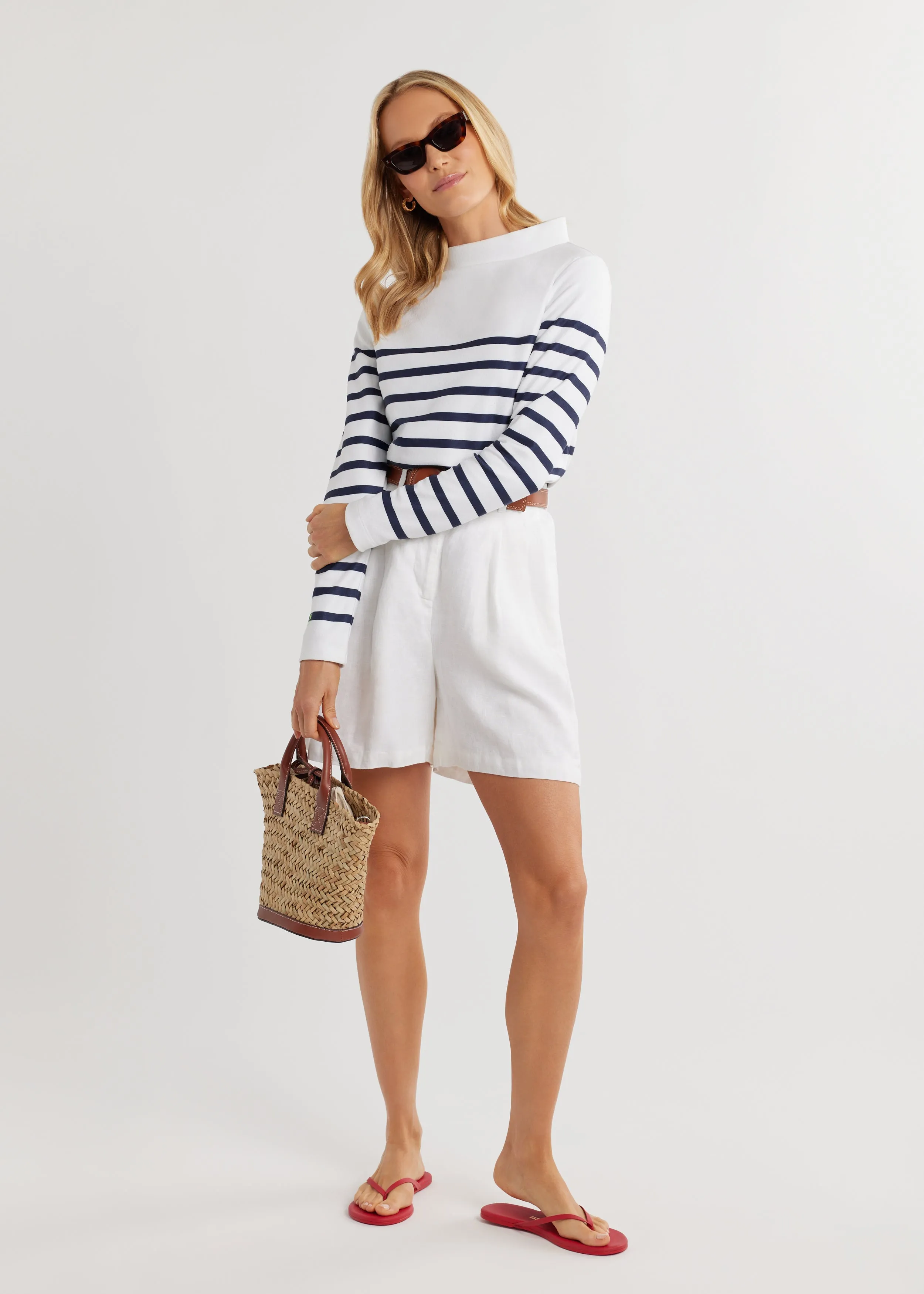 Brighton Boatneck in Terry Fleece (White/Navy Placed Stripe) sold by Dudley Stephens product image thumbnail 2