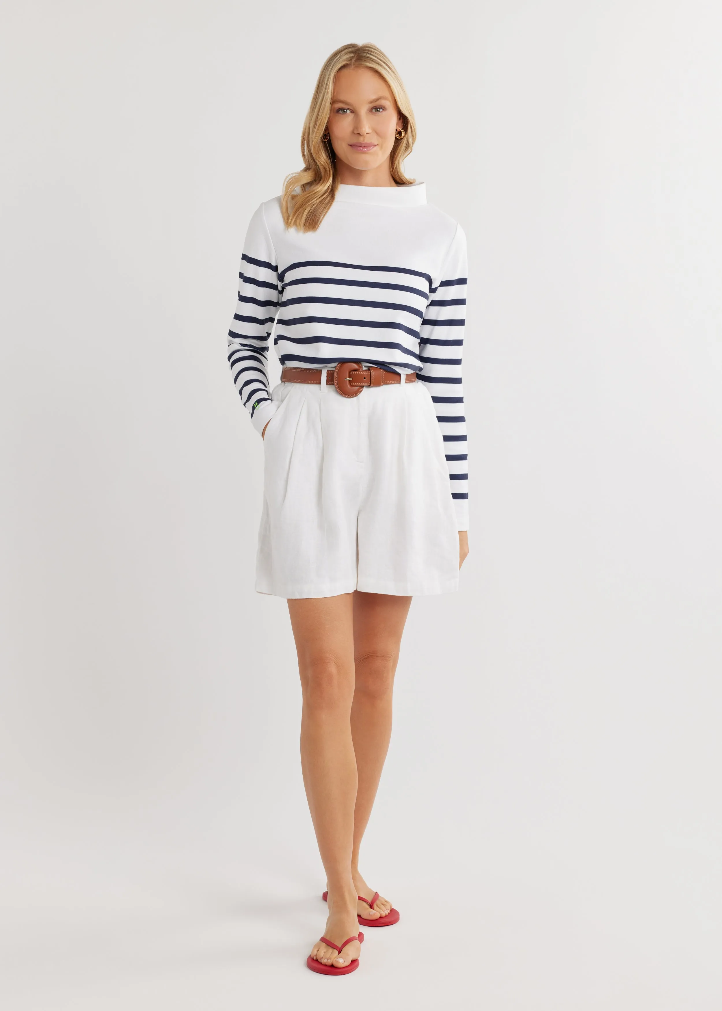 Brighton Boatneck in Terry Fleece (White/Navy Placed Stripe) sold by Dudley Stephens product image thumbnail 4