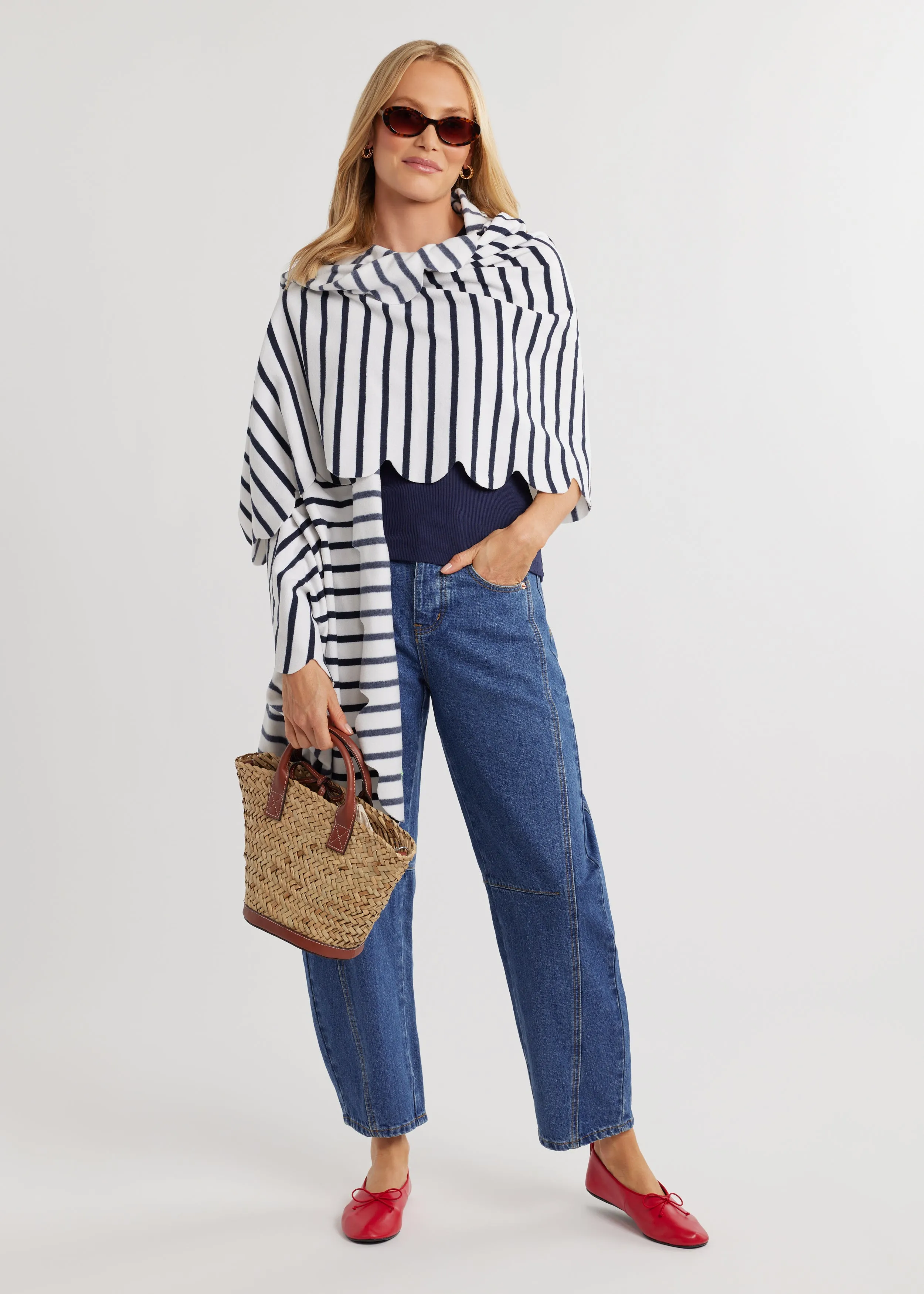 Five Mile River Scarf in Terry Fleece (Navy/White Mariner Stripe) sold by Dudley Stephens product image thumbnail 2