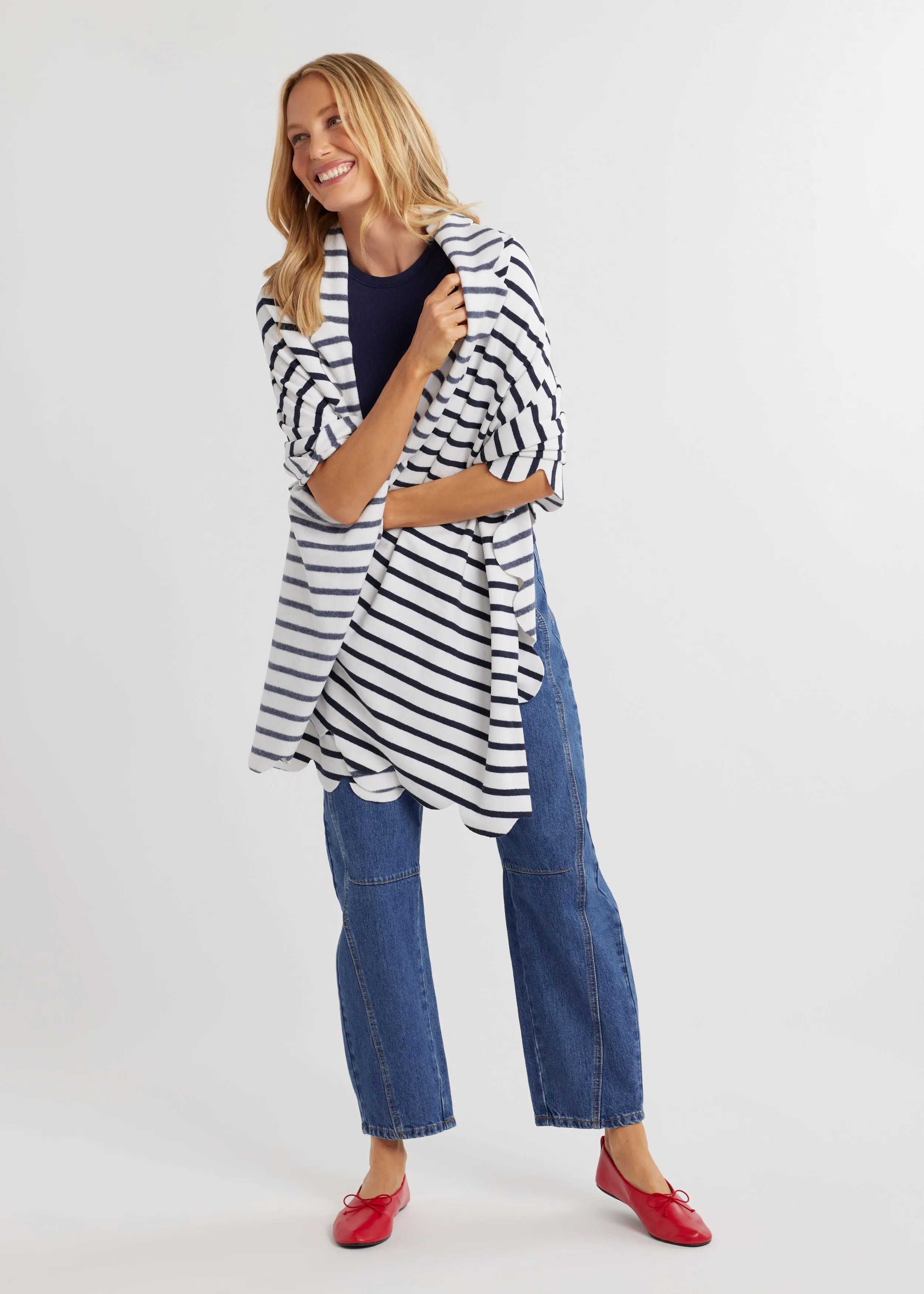 Five Mile River Scarf in Terry Fleece (Navy/White Mariner Stripe) sold by Dudley Stephens product image thumbnail 3